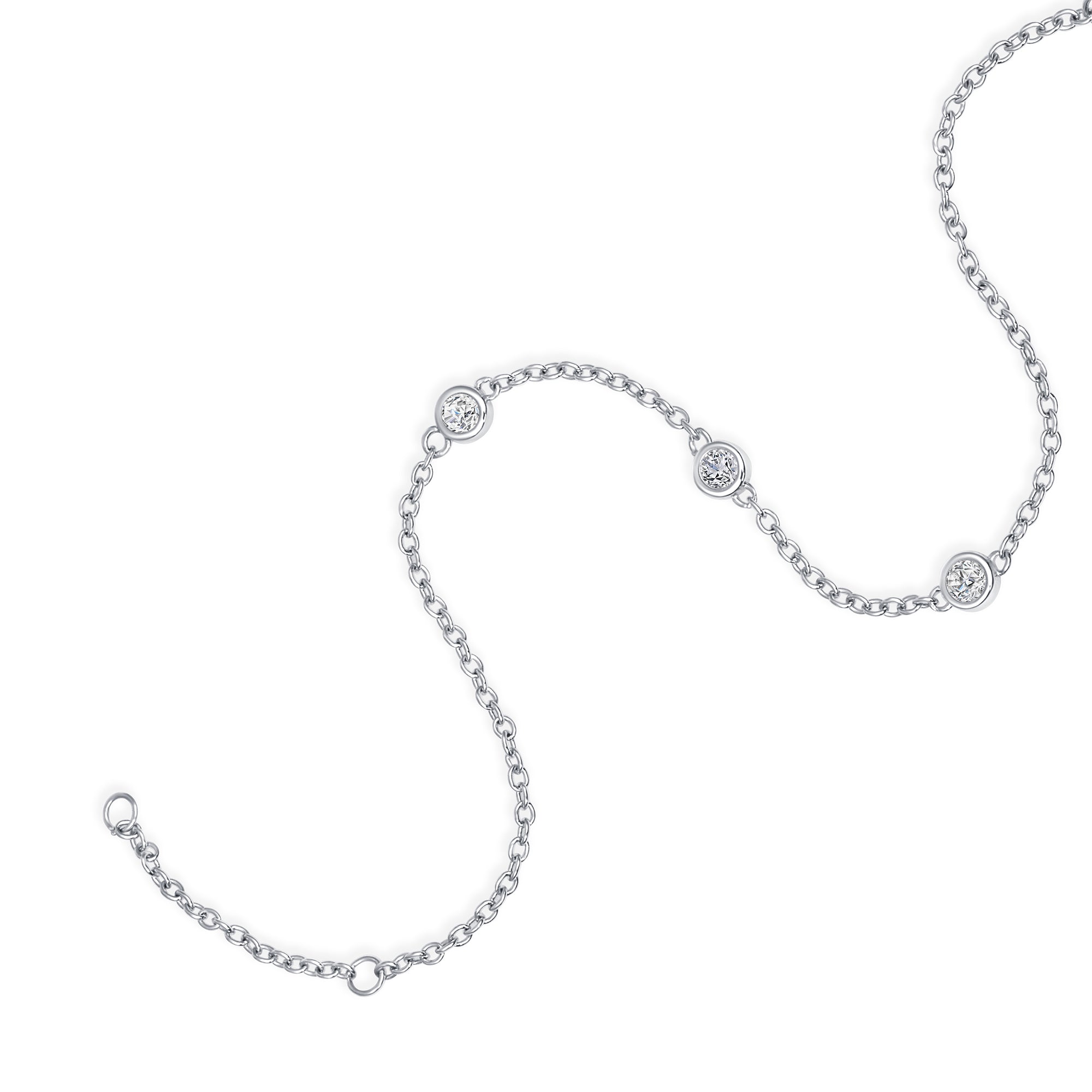 3 Bezel Round Station Chain Bracelet