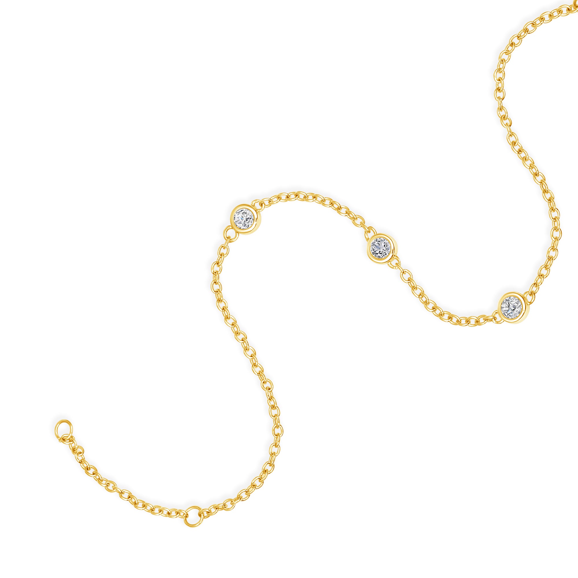 3 Bezel Round Station Chain Bracelet