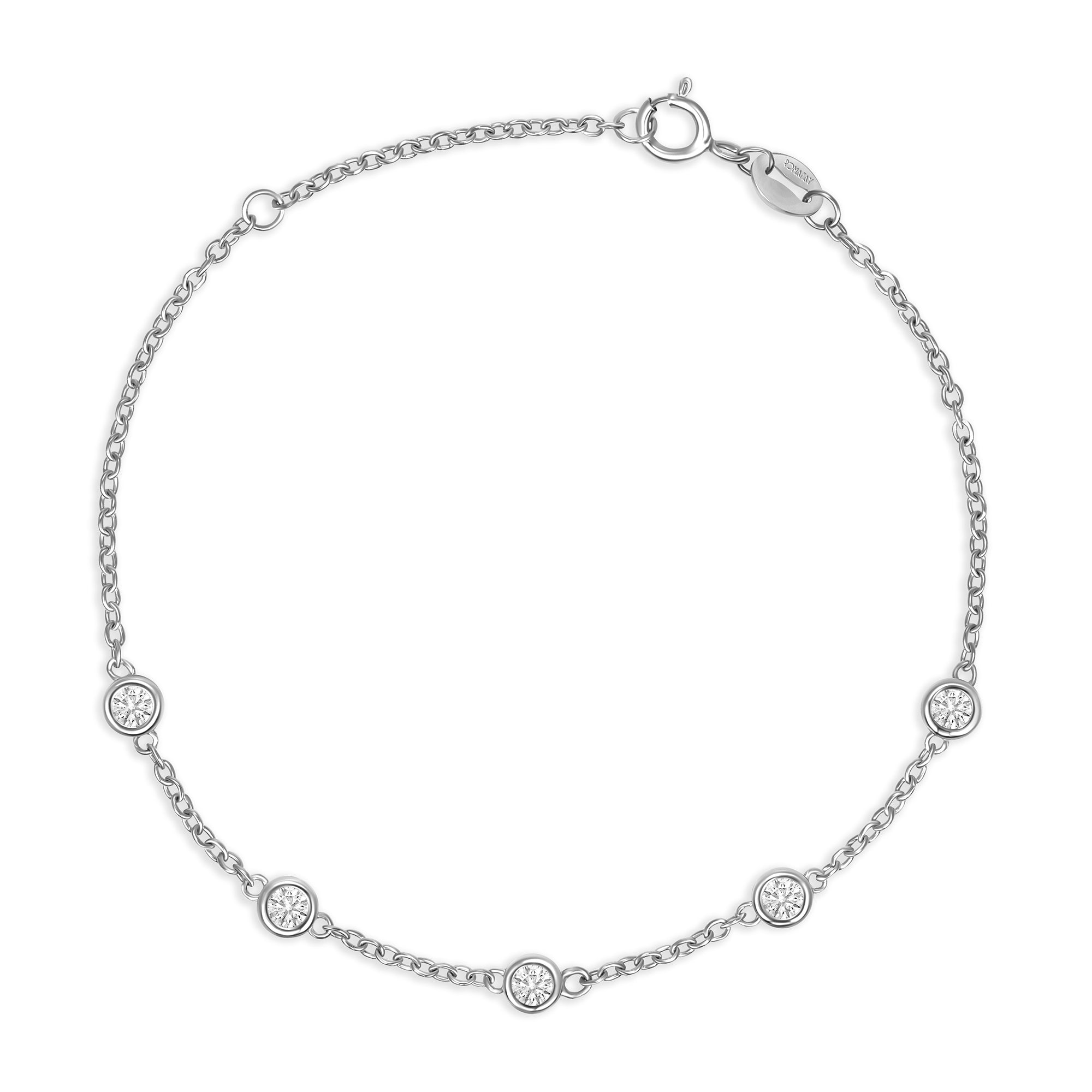 5 Bezel Round Station Chain Bracelet