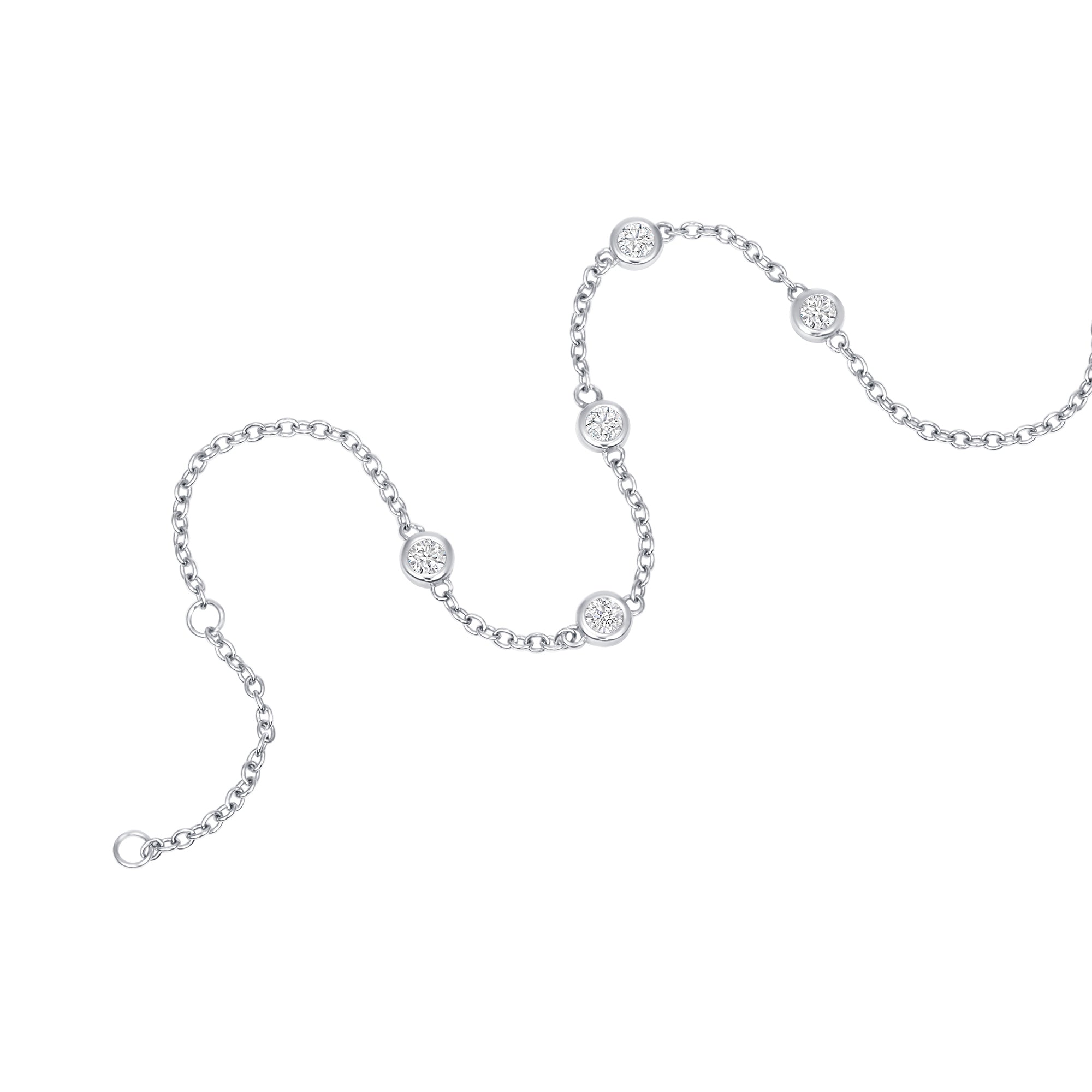 5 Bezel Round Station Chain Bracelet