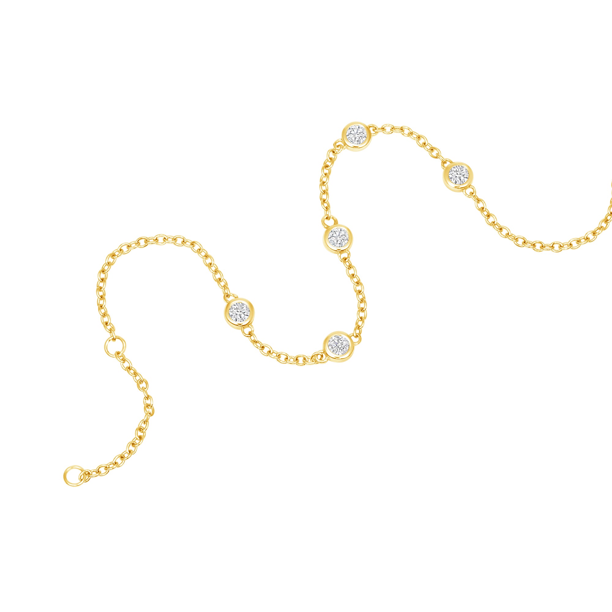 5 Bezel Round Station Chain Bracelet
