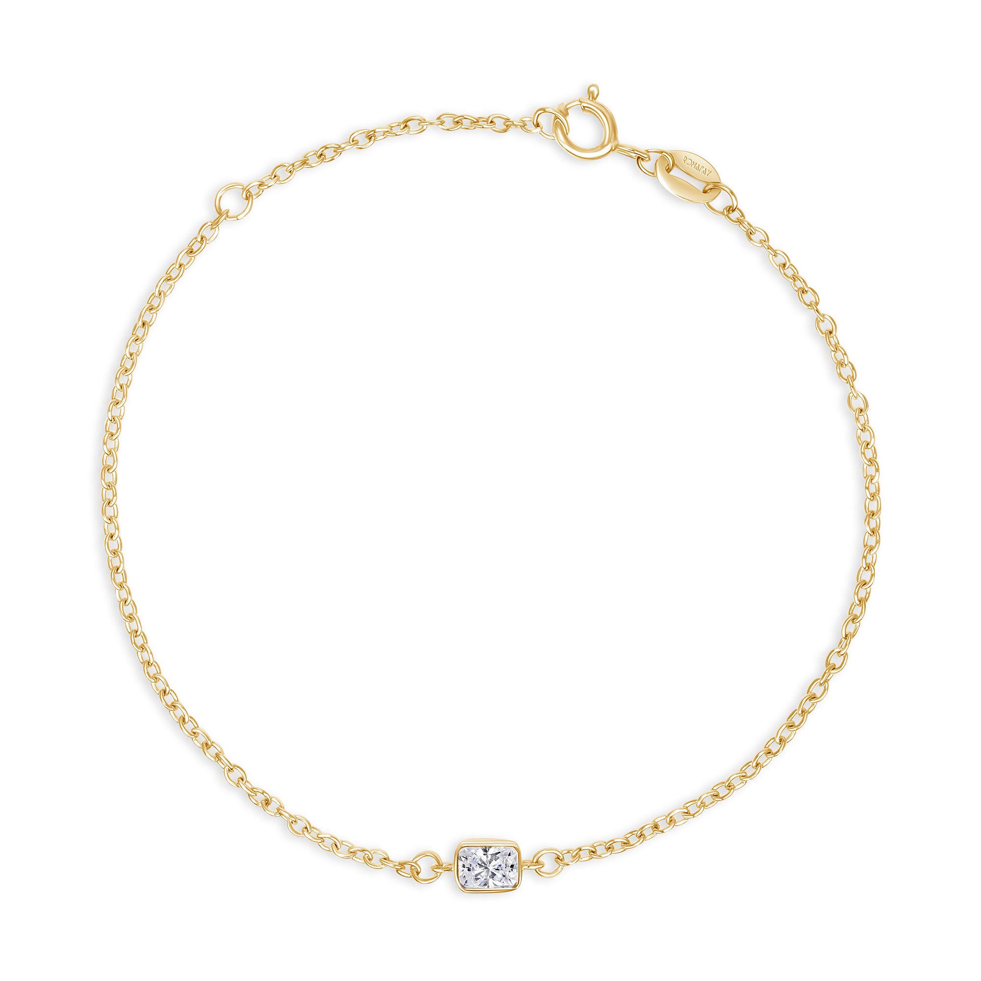Emerald Bezel Solitaire Chain Bracelet