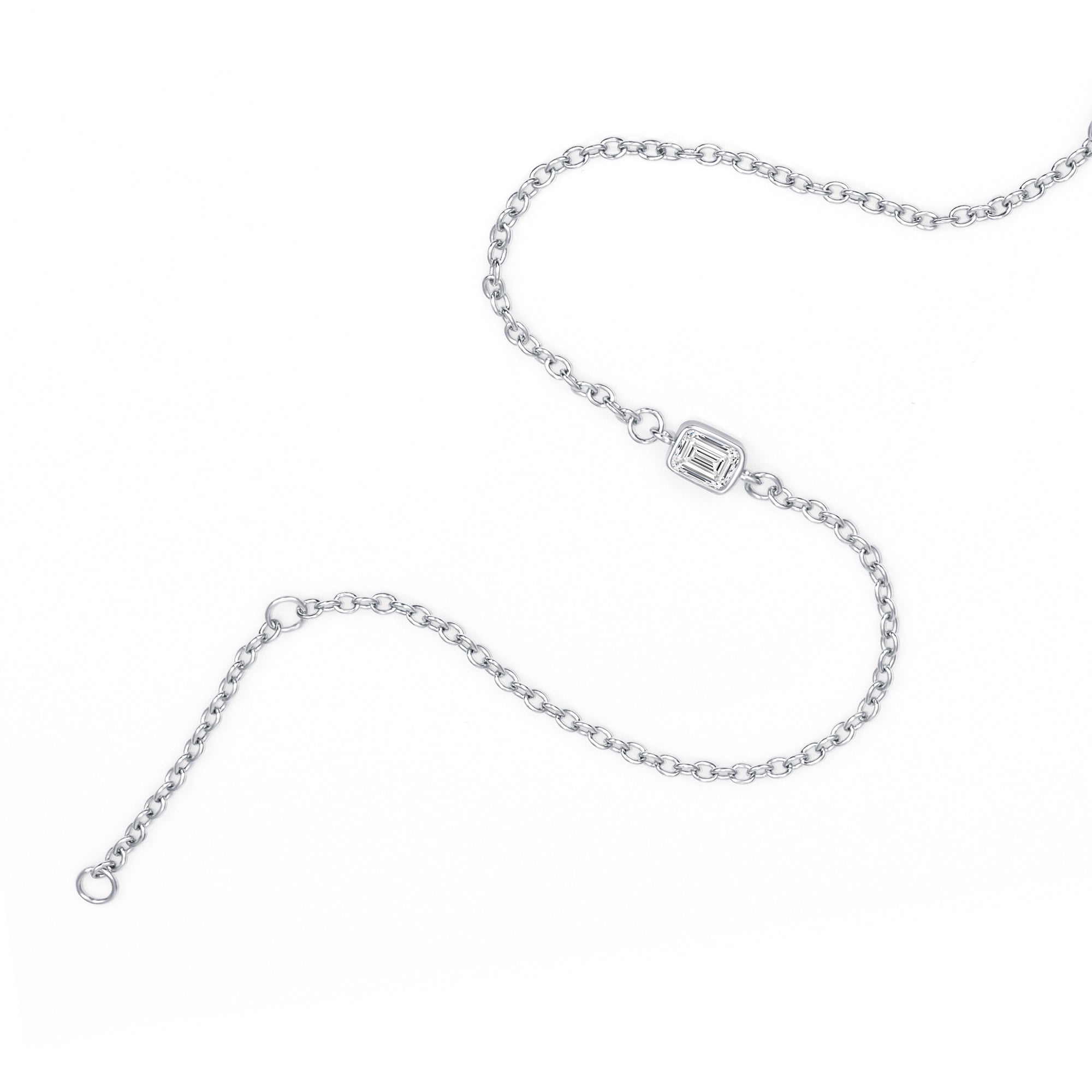 Emerald Bezel Solitaire Chain Bracelet