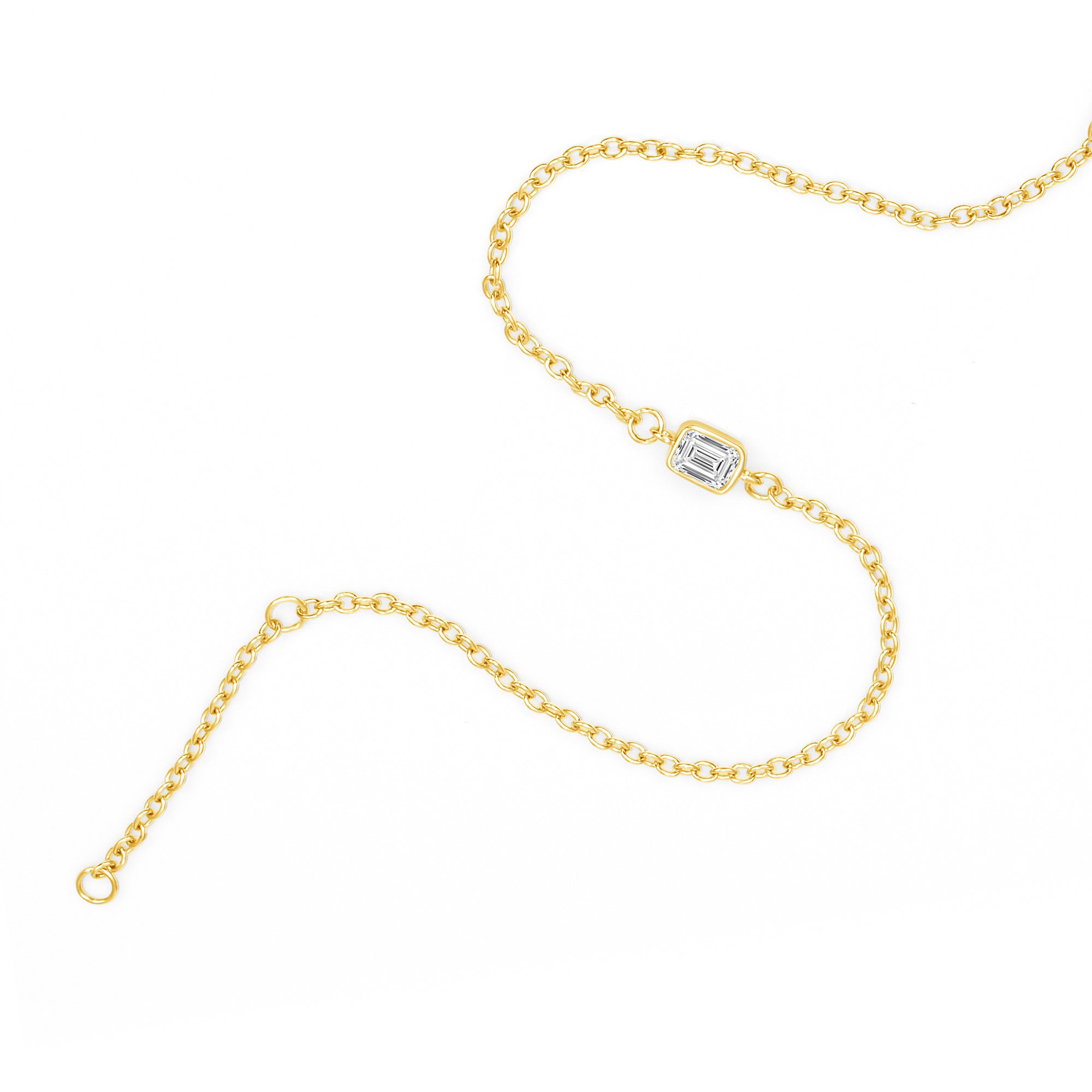 Emerald Bezel Solitaire Chain Bracelet