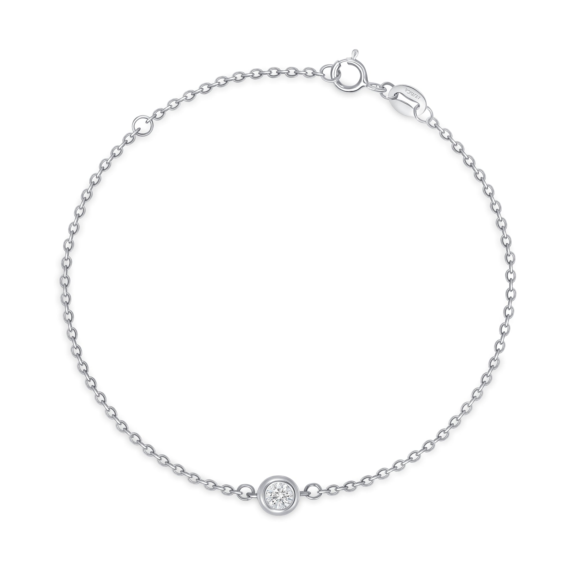 Round Bezel Solitaire Chain Bracelet