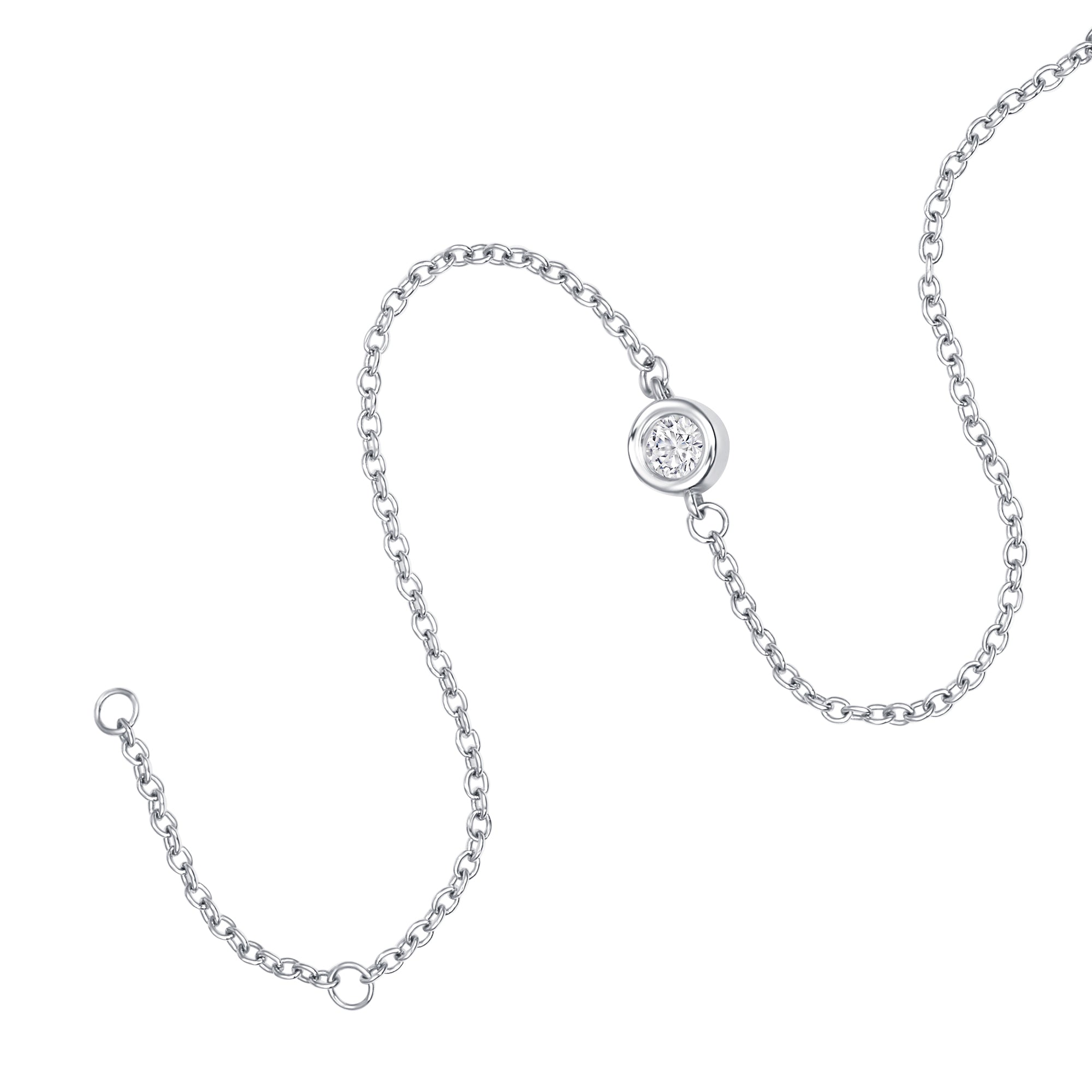 Round Bezel Solitaire Chain Bracelet