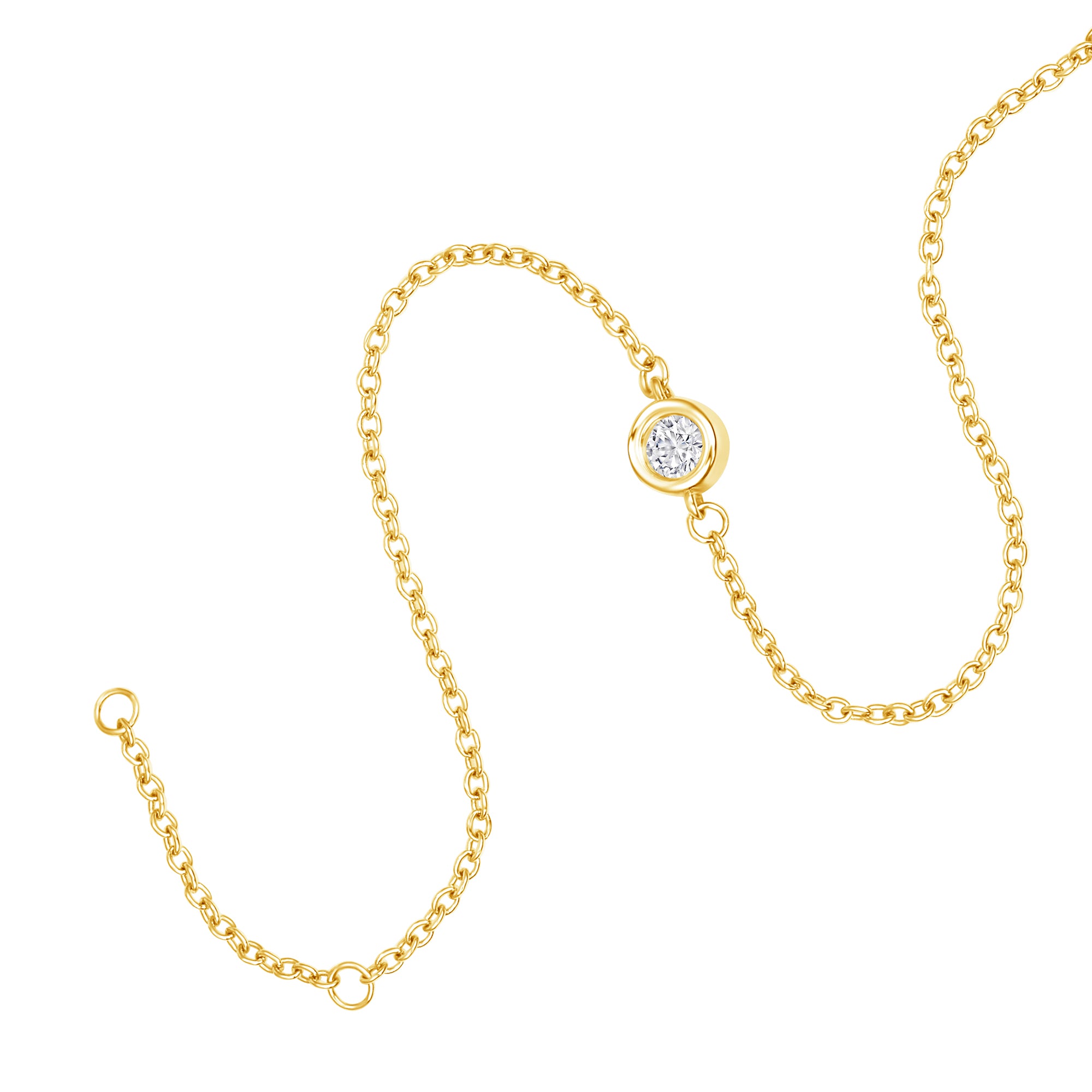 Round Bezel Solitaire Chain Bracelet