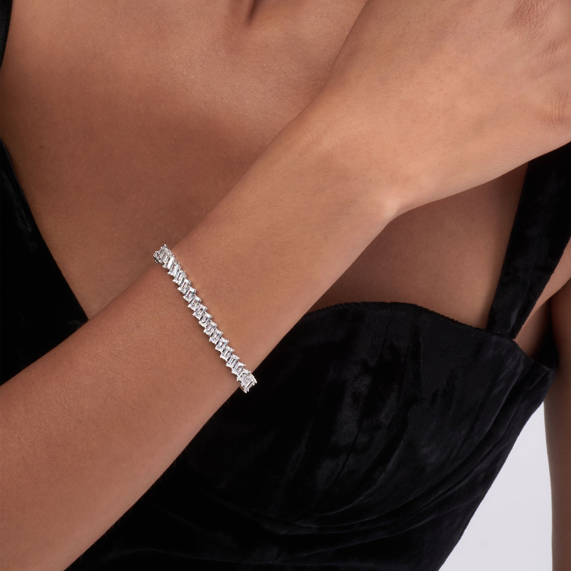 Lab Grown Diamond Bracelet on Girl Hand - Romafay