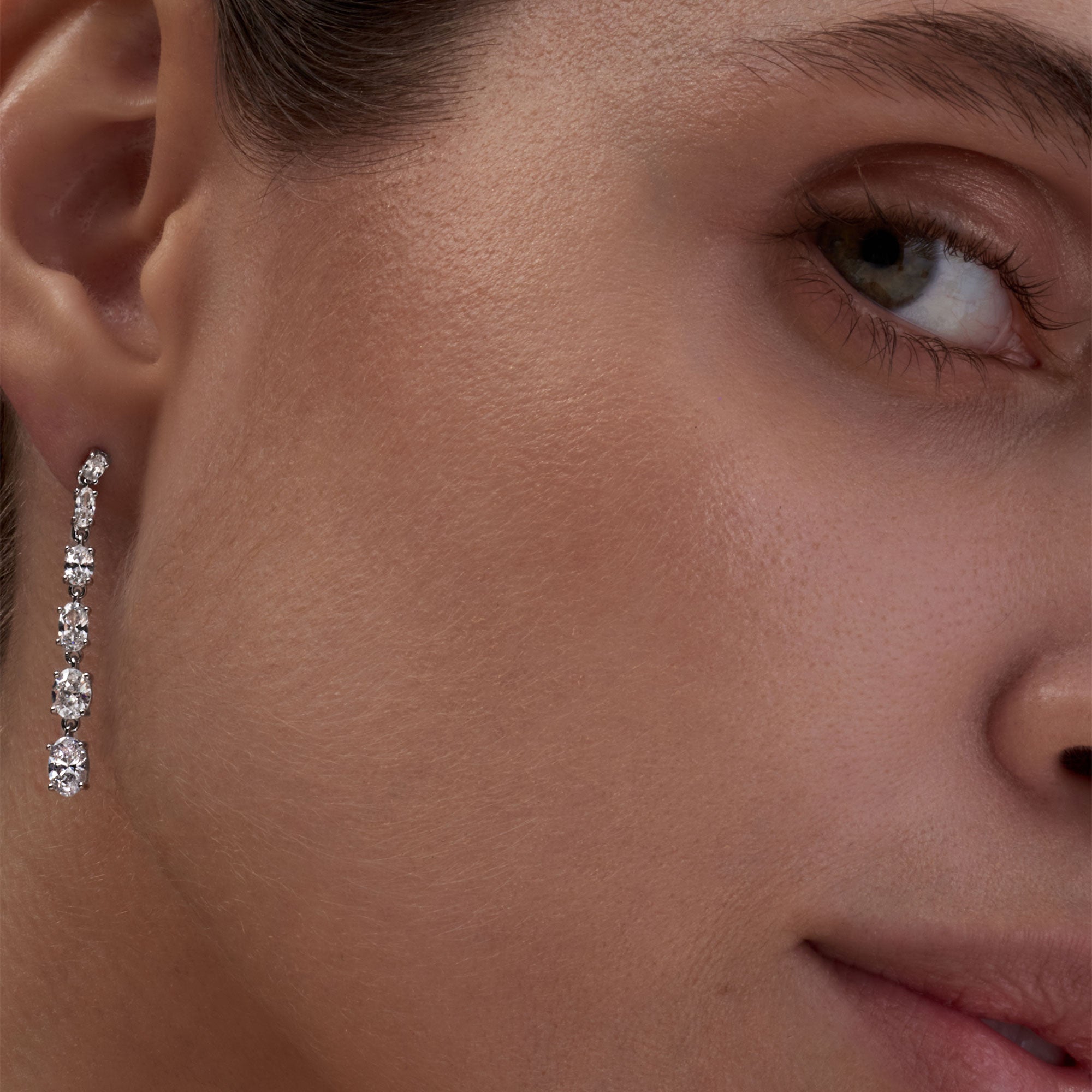 Oval Graduated Diamond Dangle Earrings