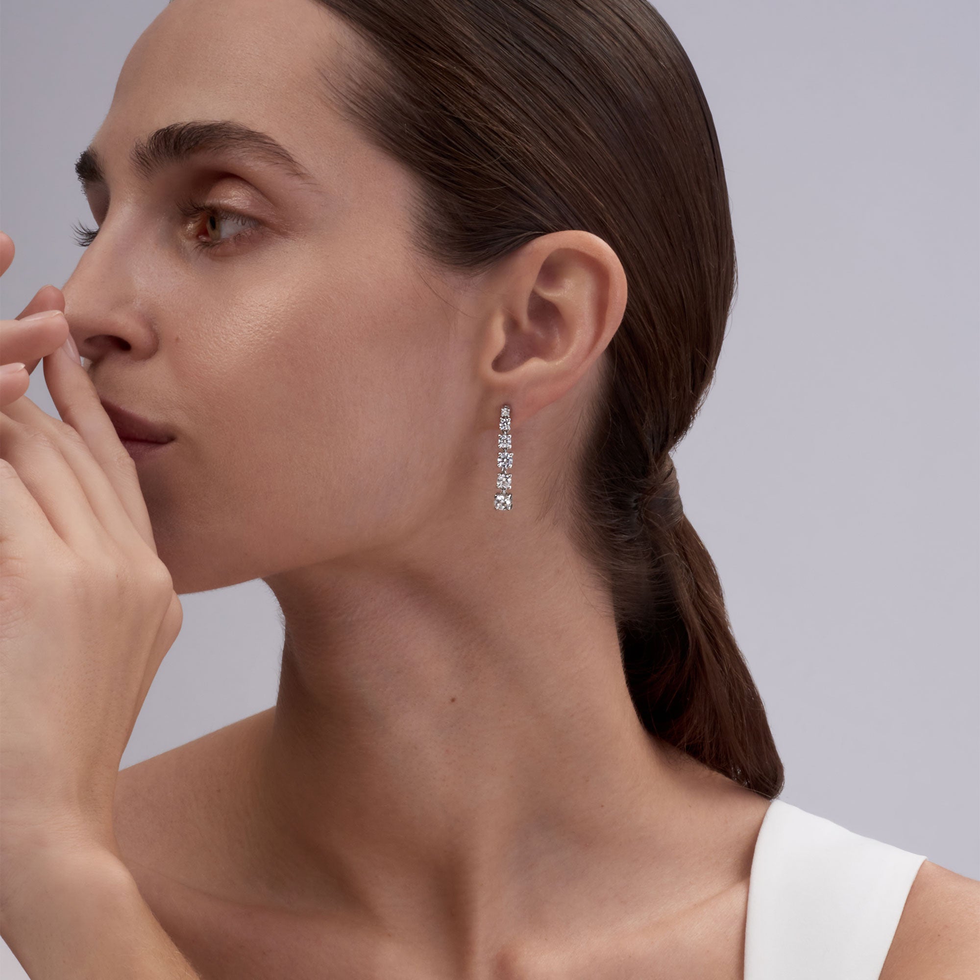 Round Graduated Diamond Dangle Earrings