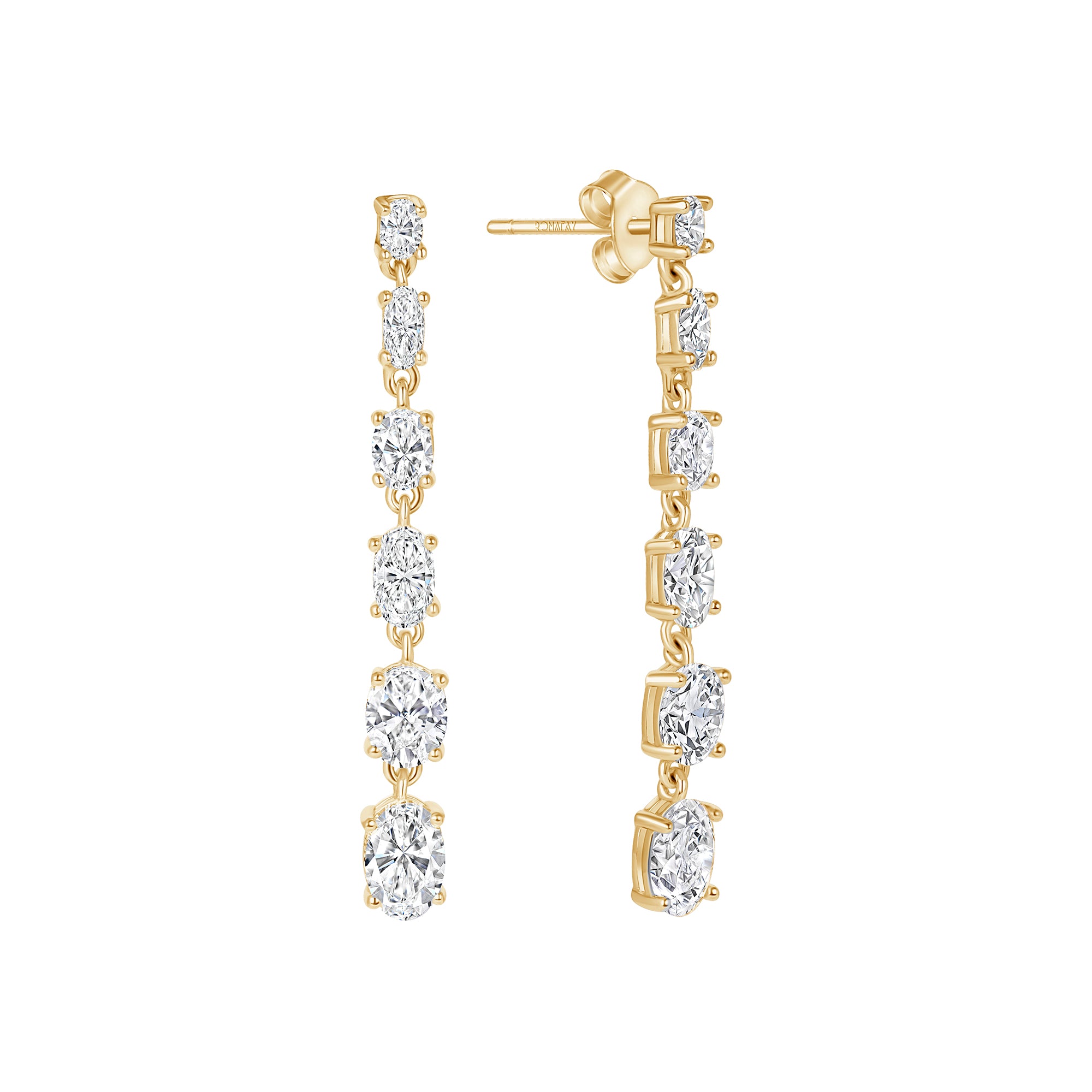 Oval Graduated Diamond Dangle Earrings