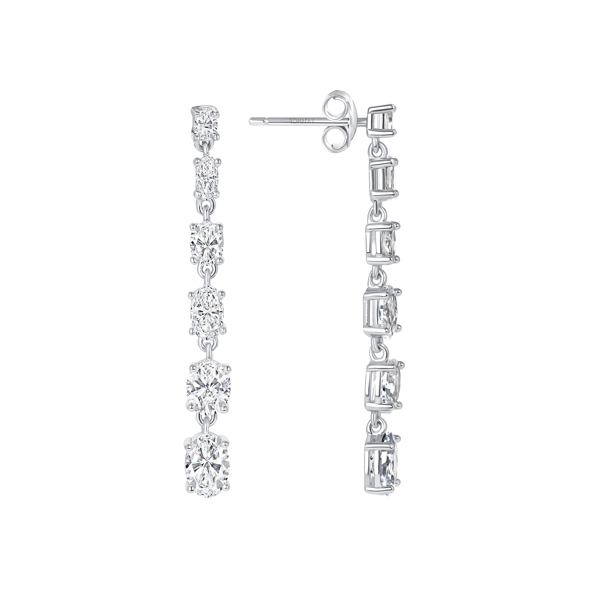 Oval Graduated Diamond Dangle Earrings