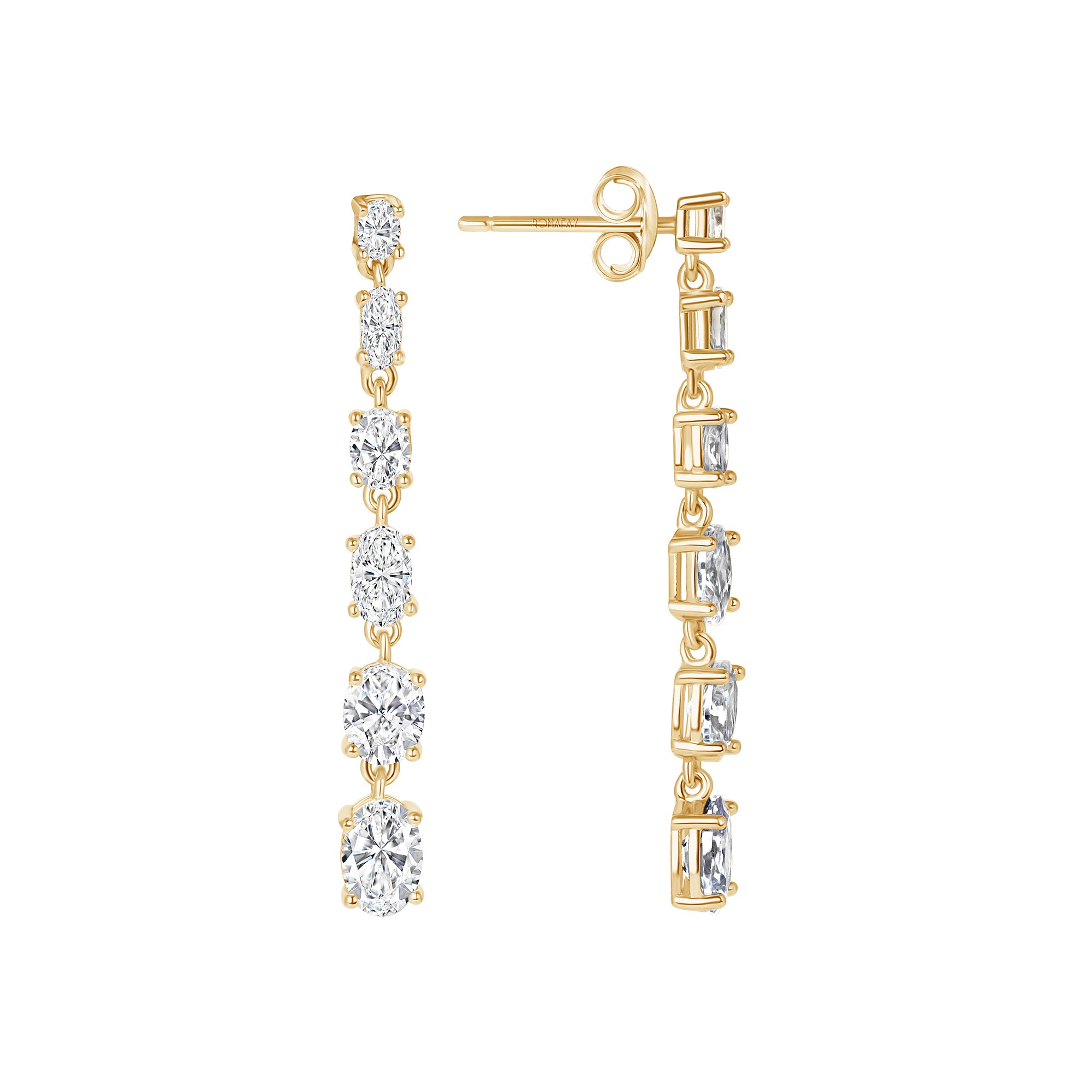 Oval Graduated Diamond Dangle Earrings