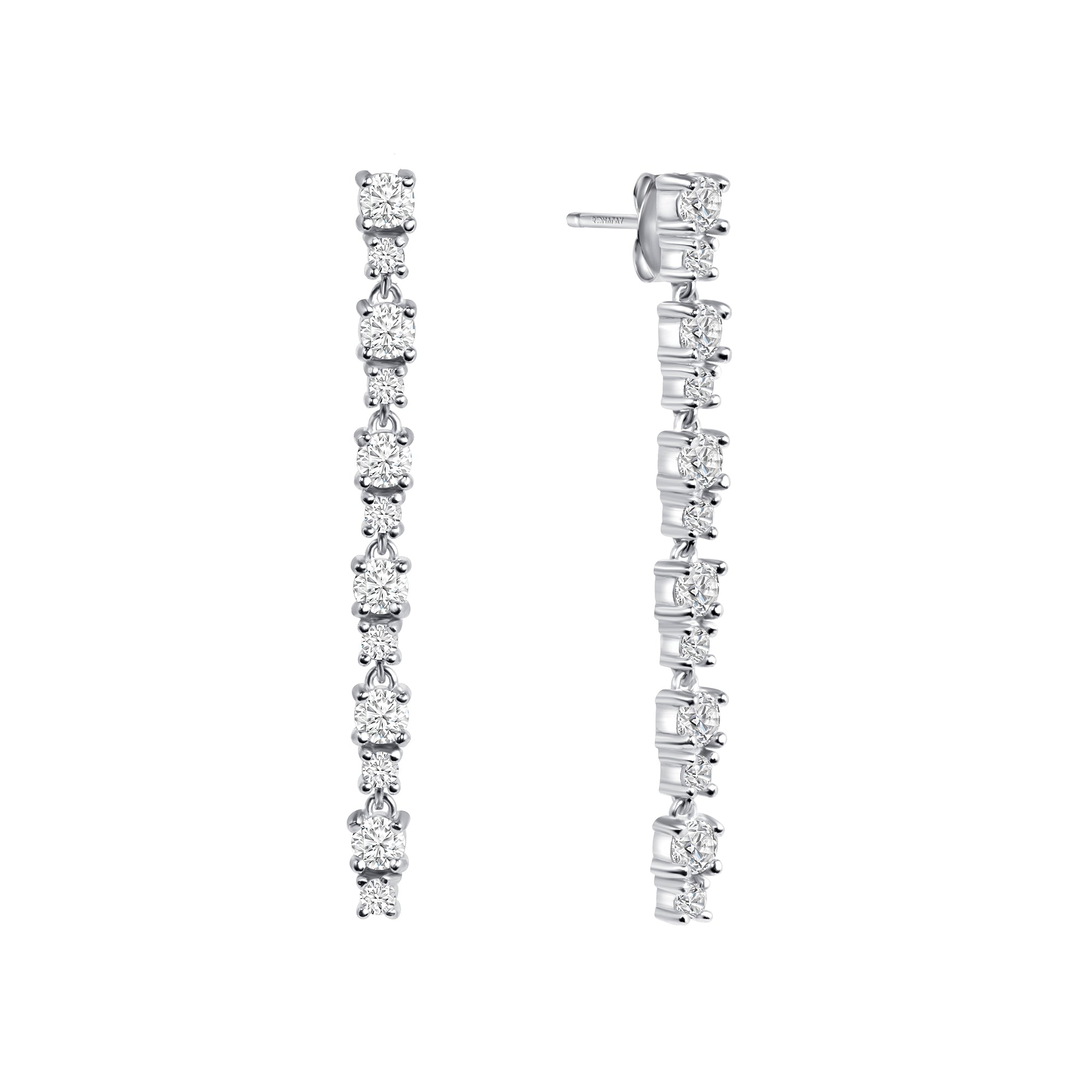 Round Alternating Diamond Dangle Earrings