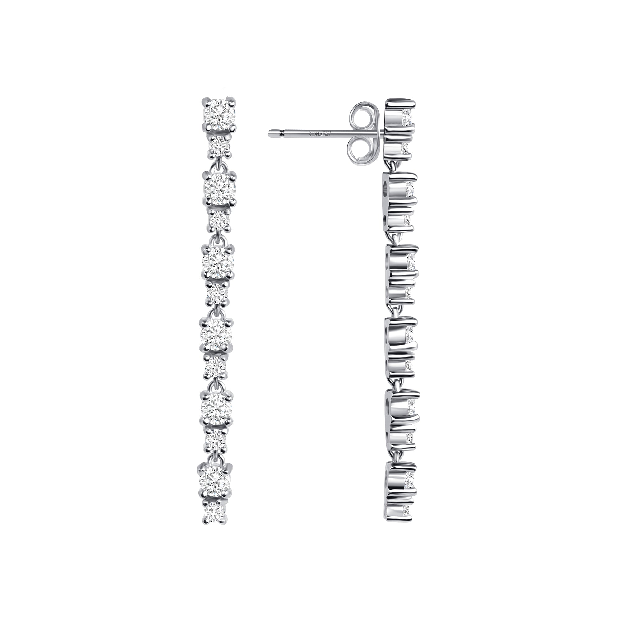 Round Alternating Diamond Dangle Earrings