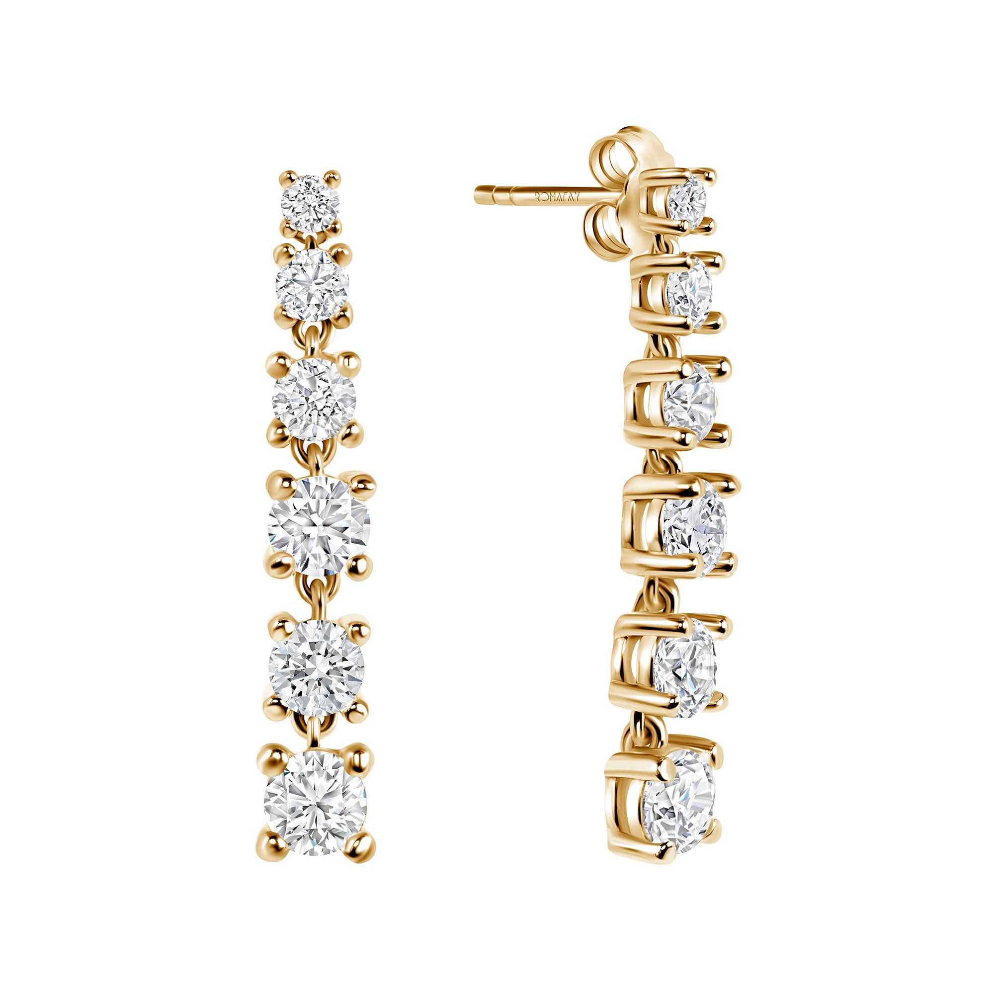 Round Graduated Diamond Dangle Earrings