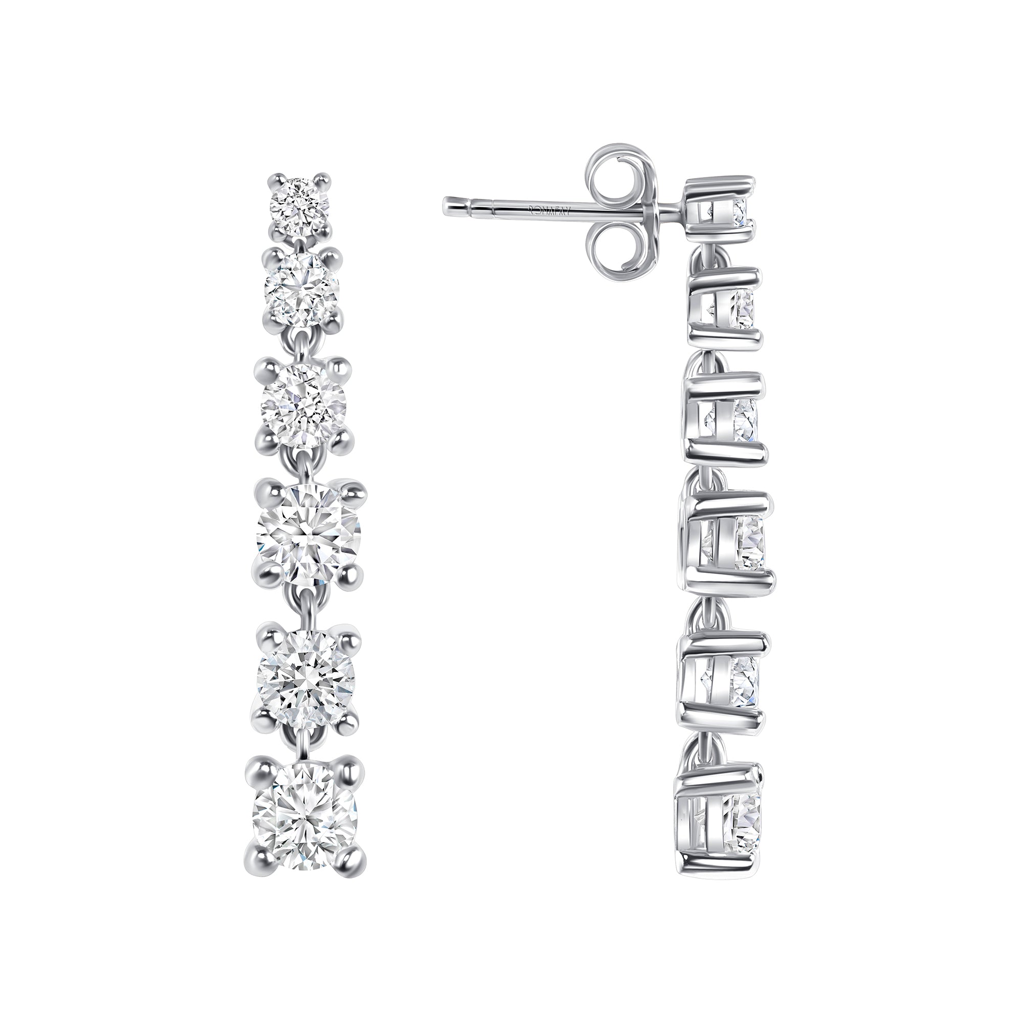 Round Graduated Diamond Dangle Earrings