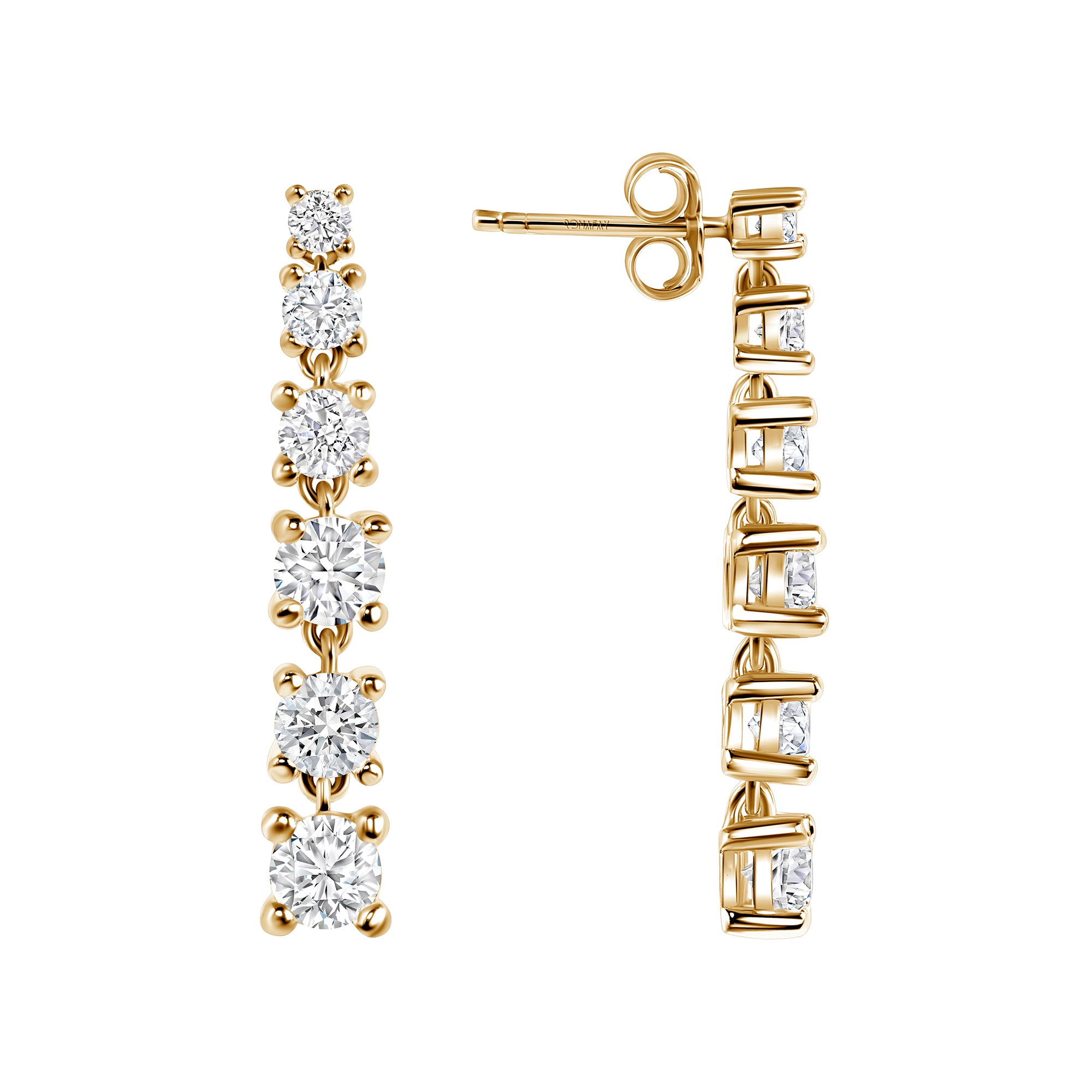 Round Graduated Diamond Dangle Earrings
