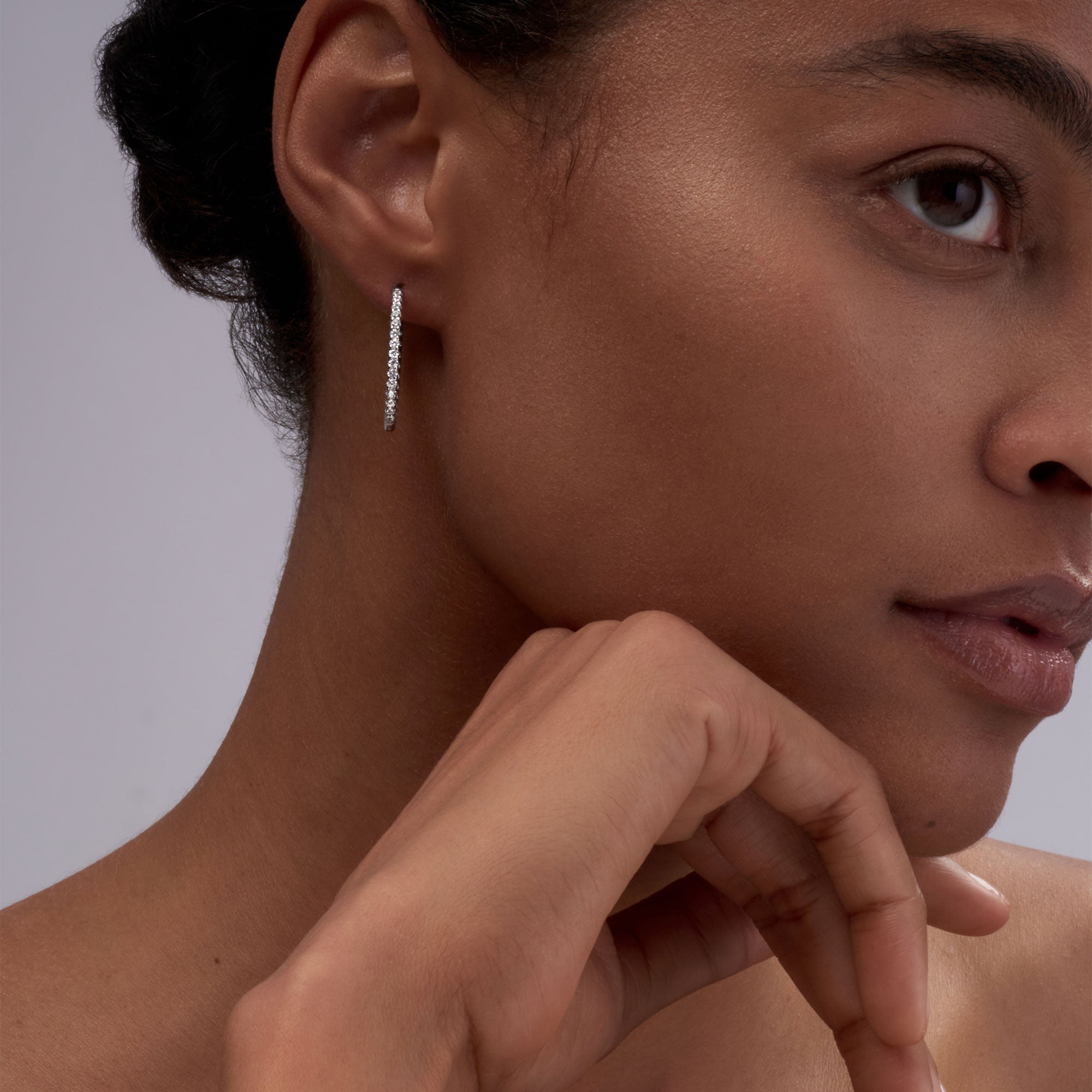 Round Inside Out Diamond Hoops (1.3mm Width)