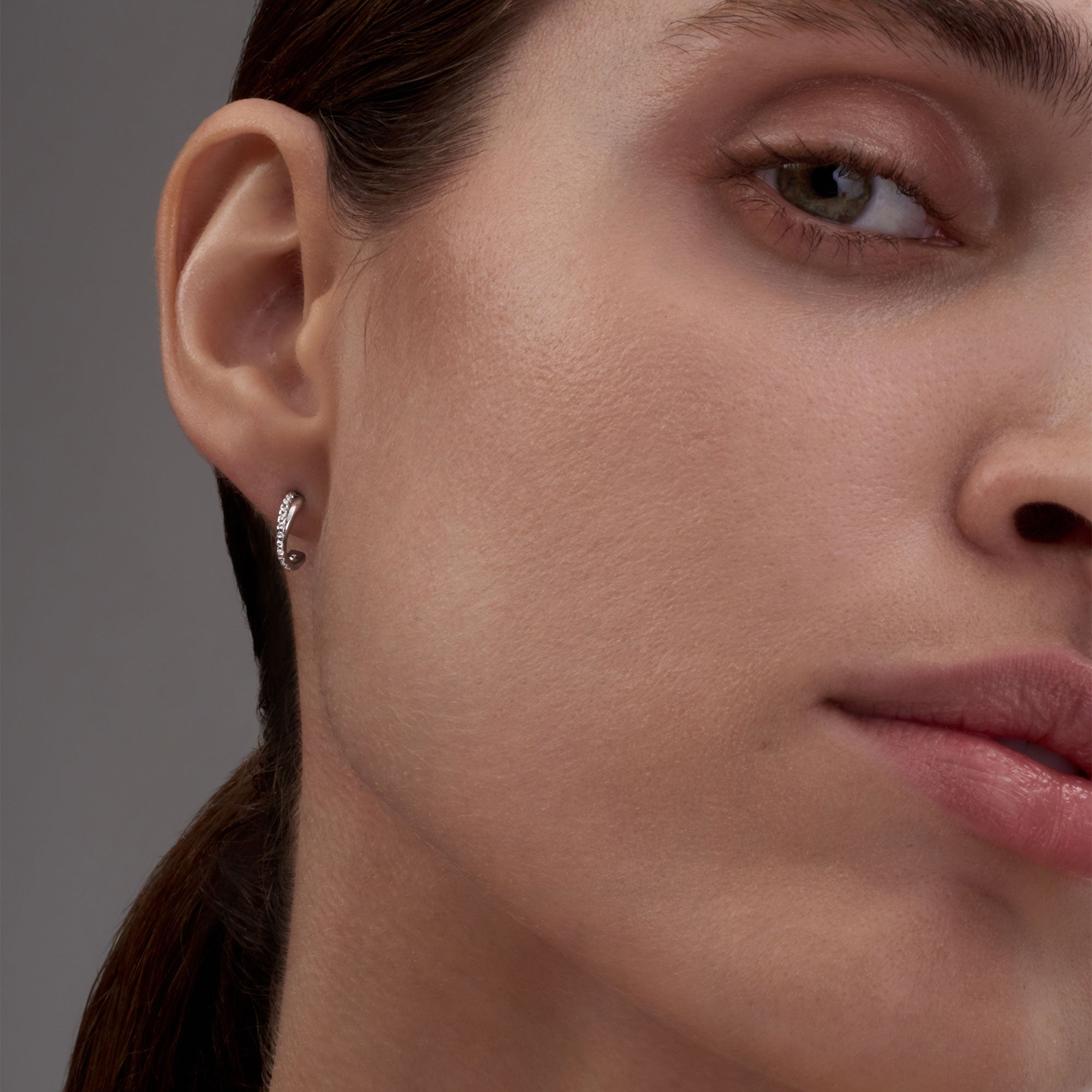 Crossover Pavé Diamond Huggie Hoops