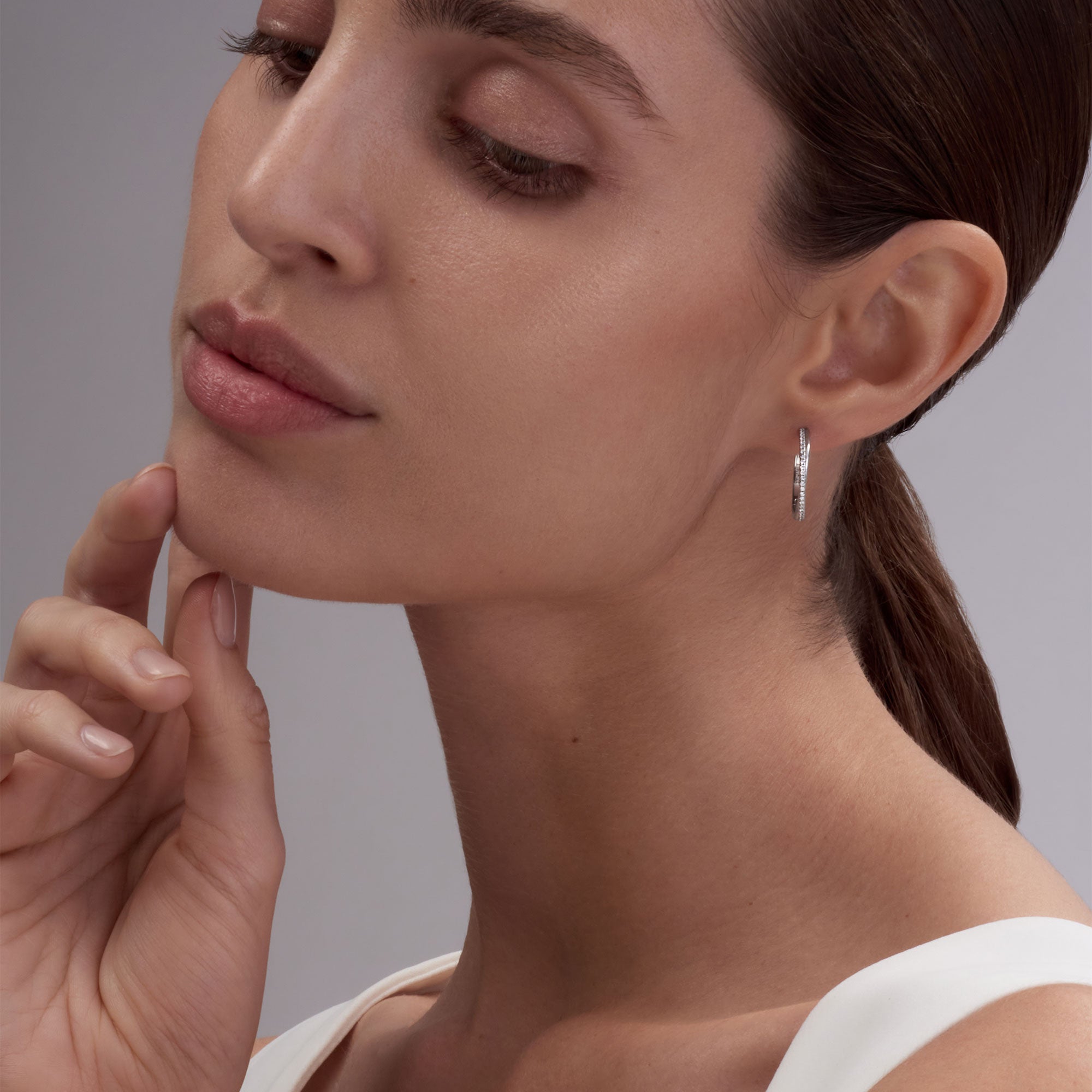 Crossover Pavé Diamond Hoops