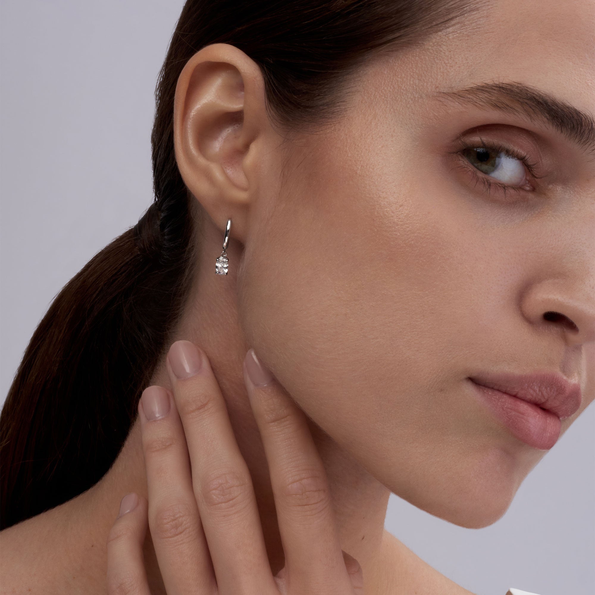 Hoops with Oval Diamond Drop