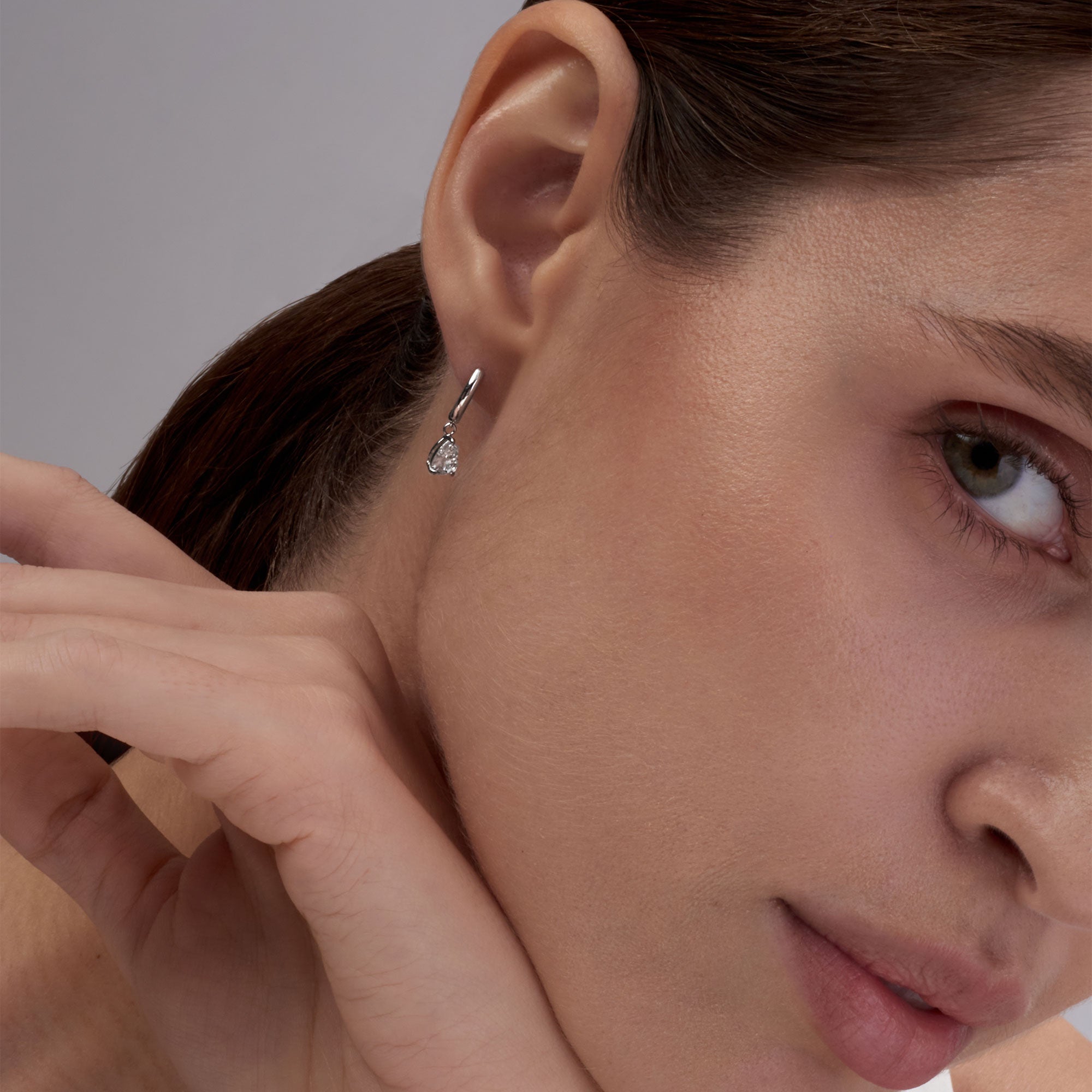 Hoops with Pear Diamond Drop
