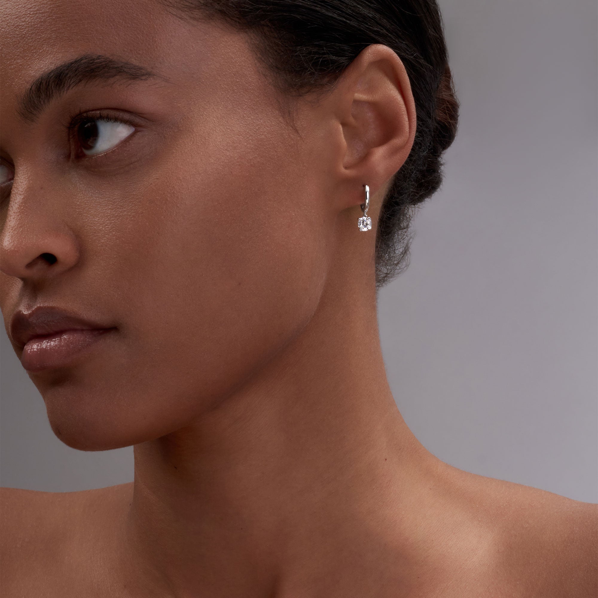 Hoops with Round Diamond Drop
