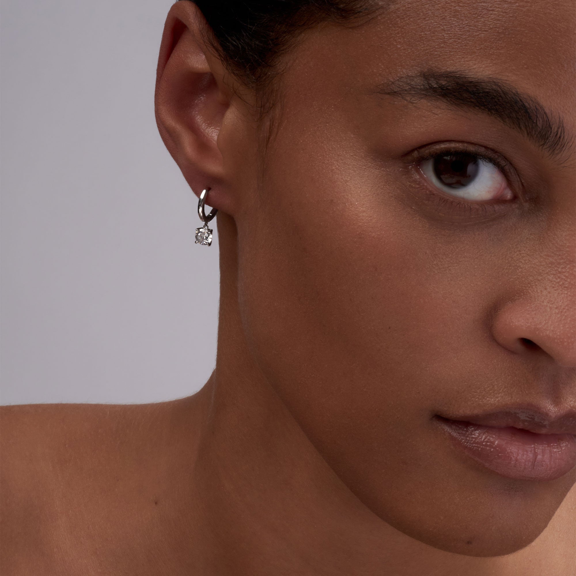 Hoops with Round Diamond Drop
