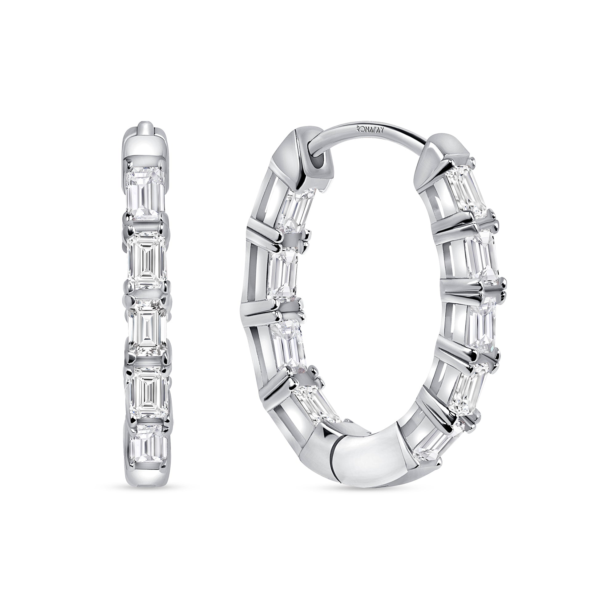 Ellipse Shape Emerald Inside Out Diamond Hoops