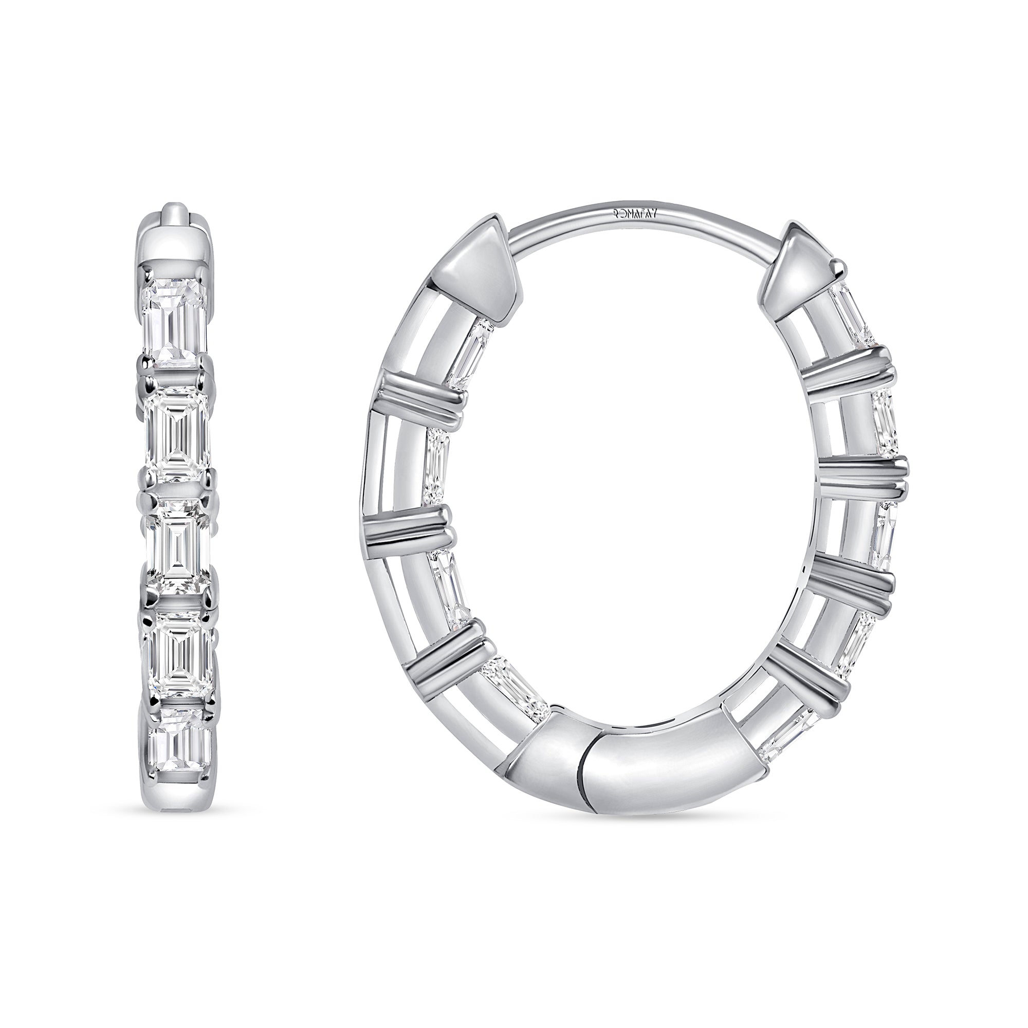 Ellipse Shape Emerald Inside Out Diamond Hoops