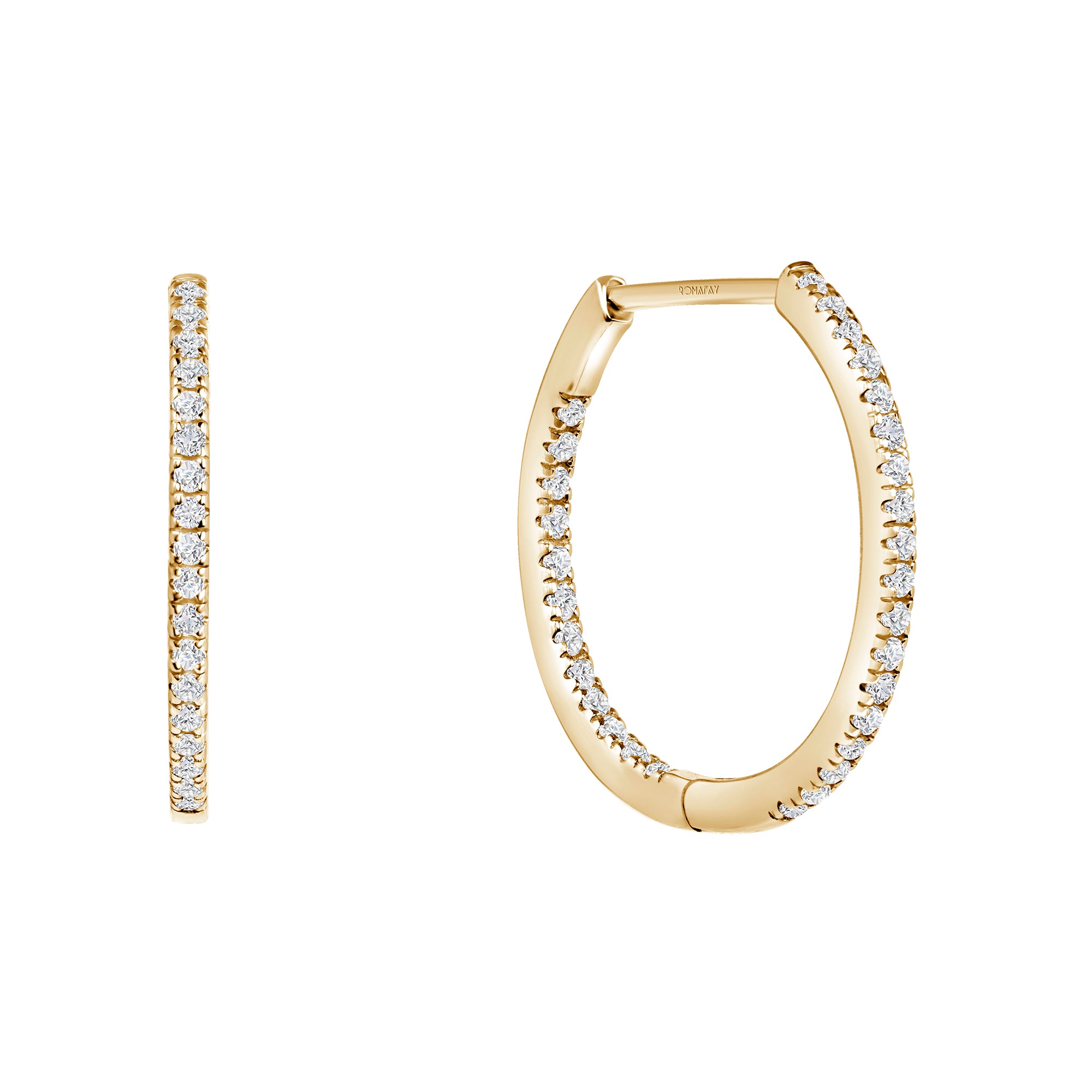 Round Inside Out Diamond Hoops (1.3mm Width)