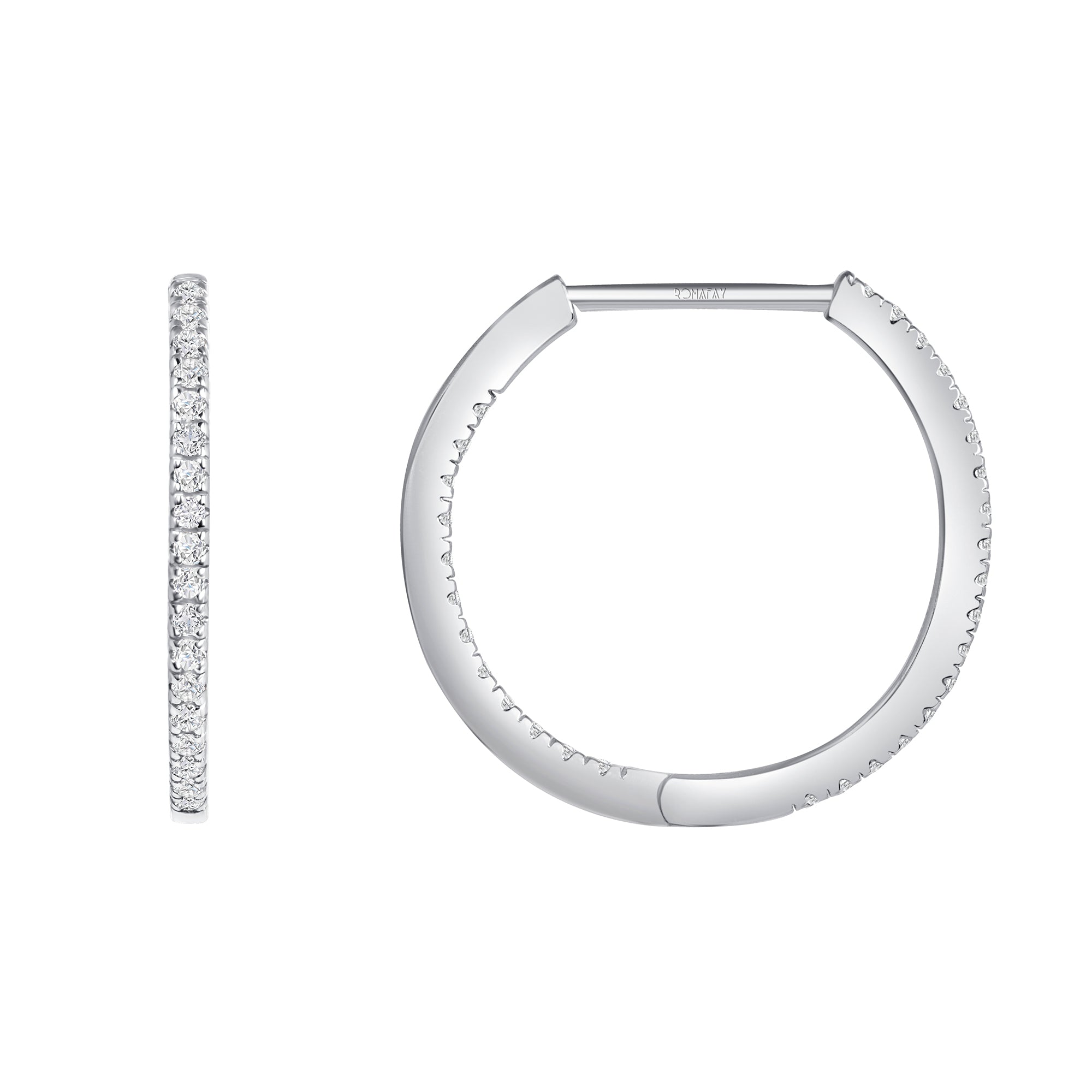 Round Inside Out Diamond Hoops (1.3mm Width)