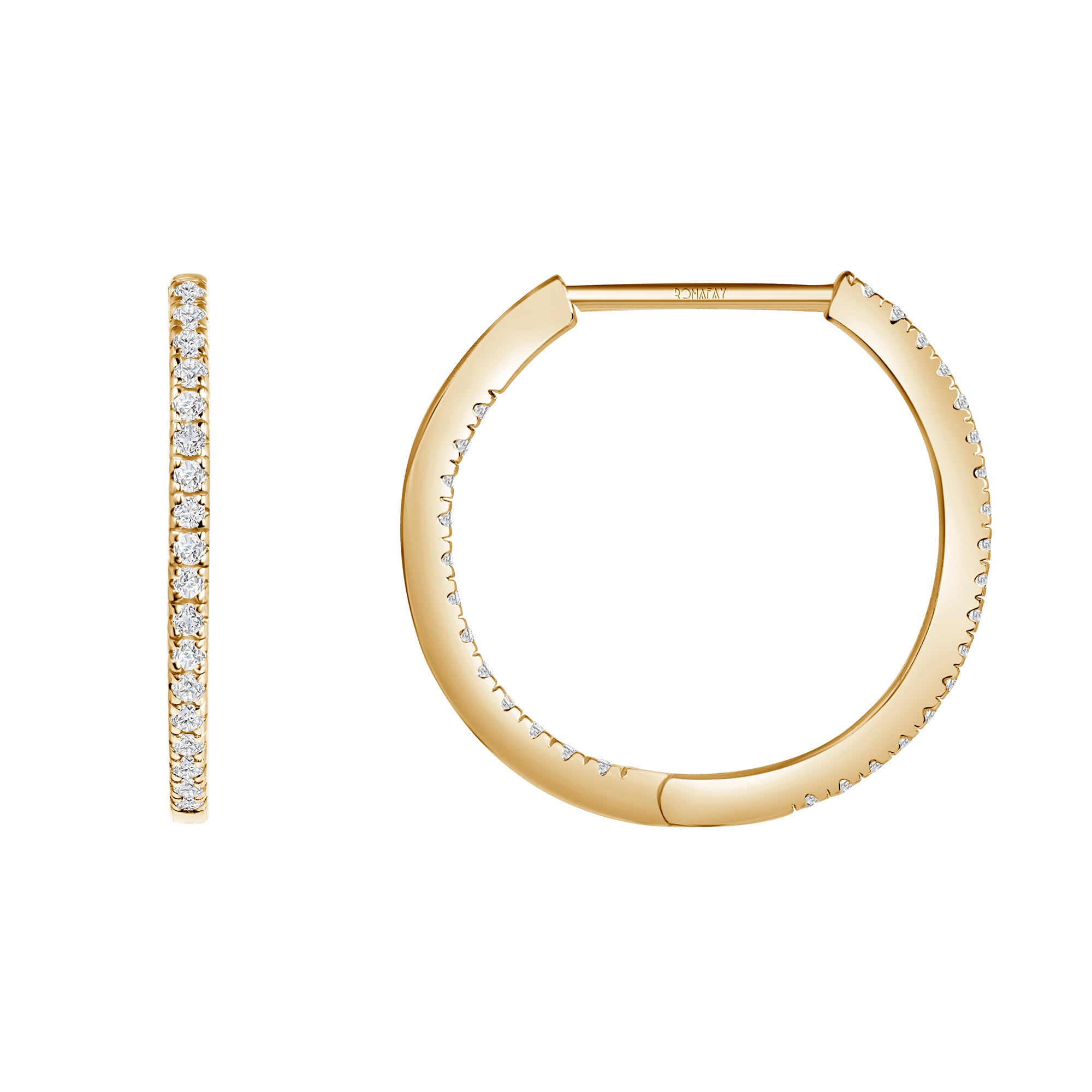 Round Inside Out Diamond Hoops (1.3mm Width)