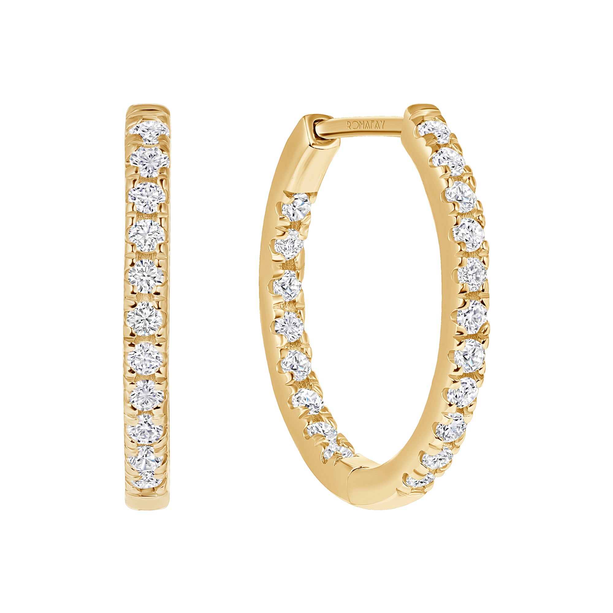 Round Inside Out Diamond Hoops (2mm Width)