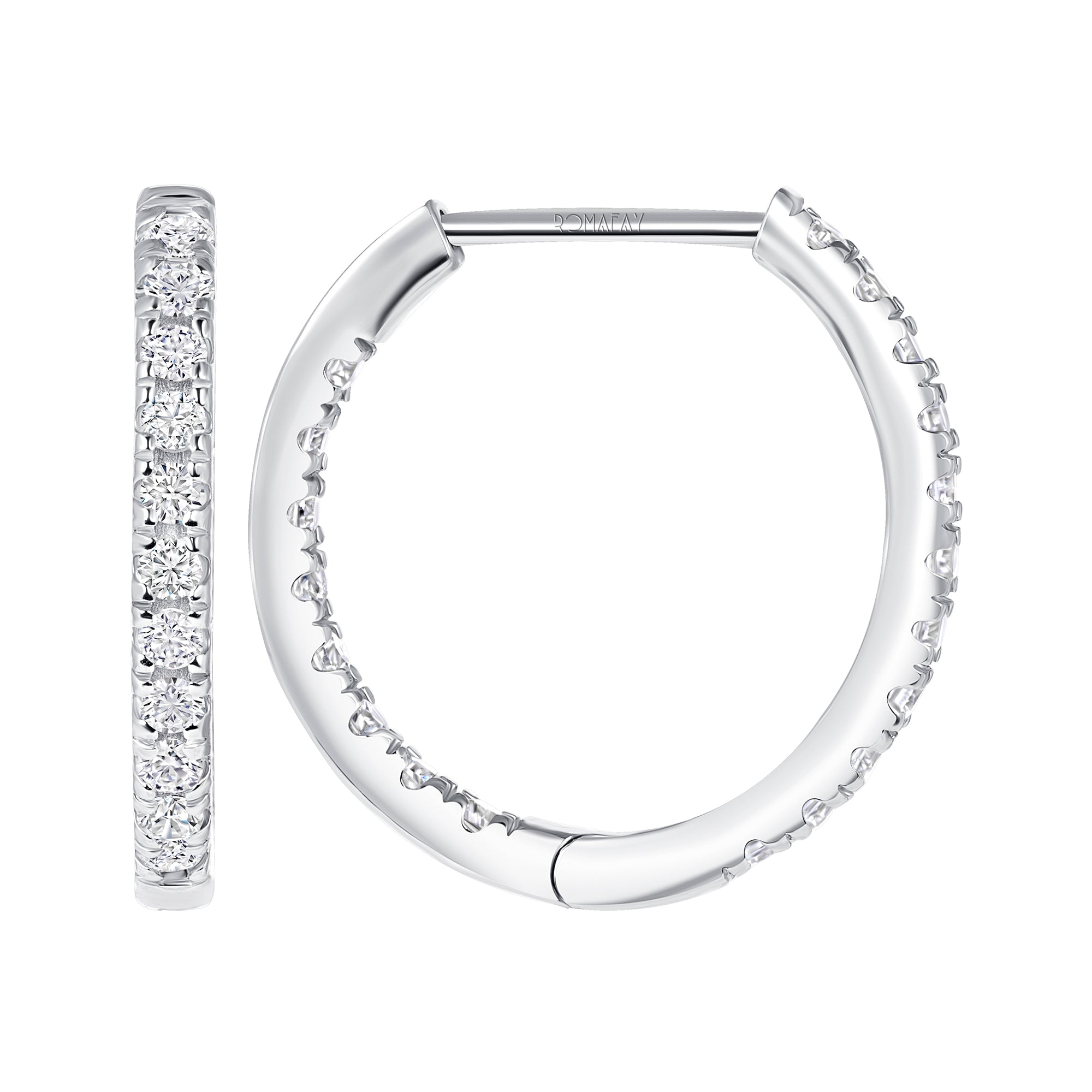 Round Inside Out Diamond Hoops (2mm Width)
