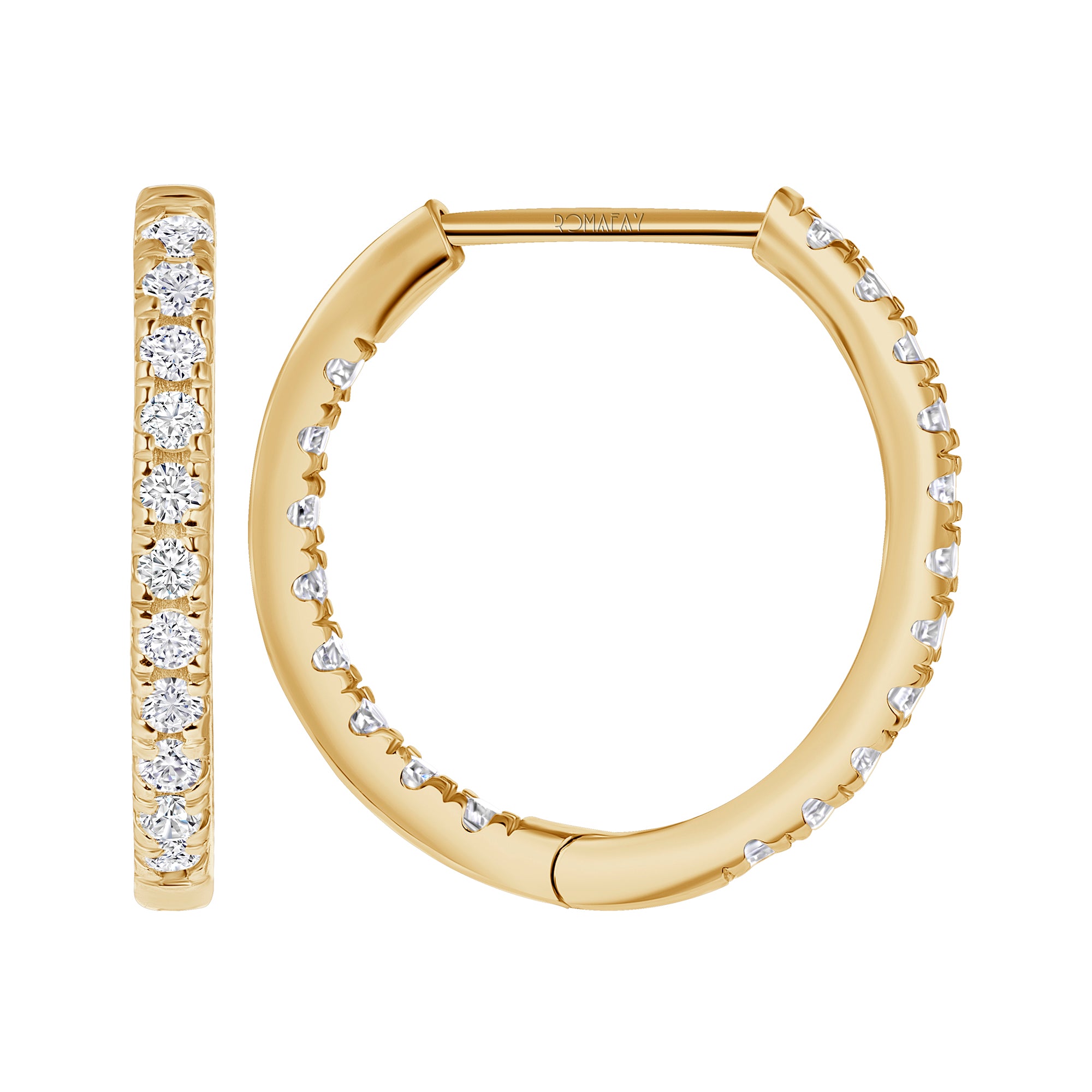 Round Inside Out Diamond Hoops (2mm Width)
