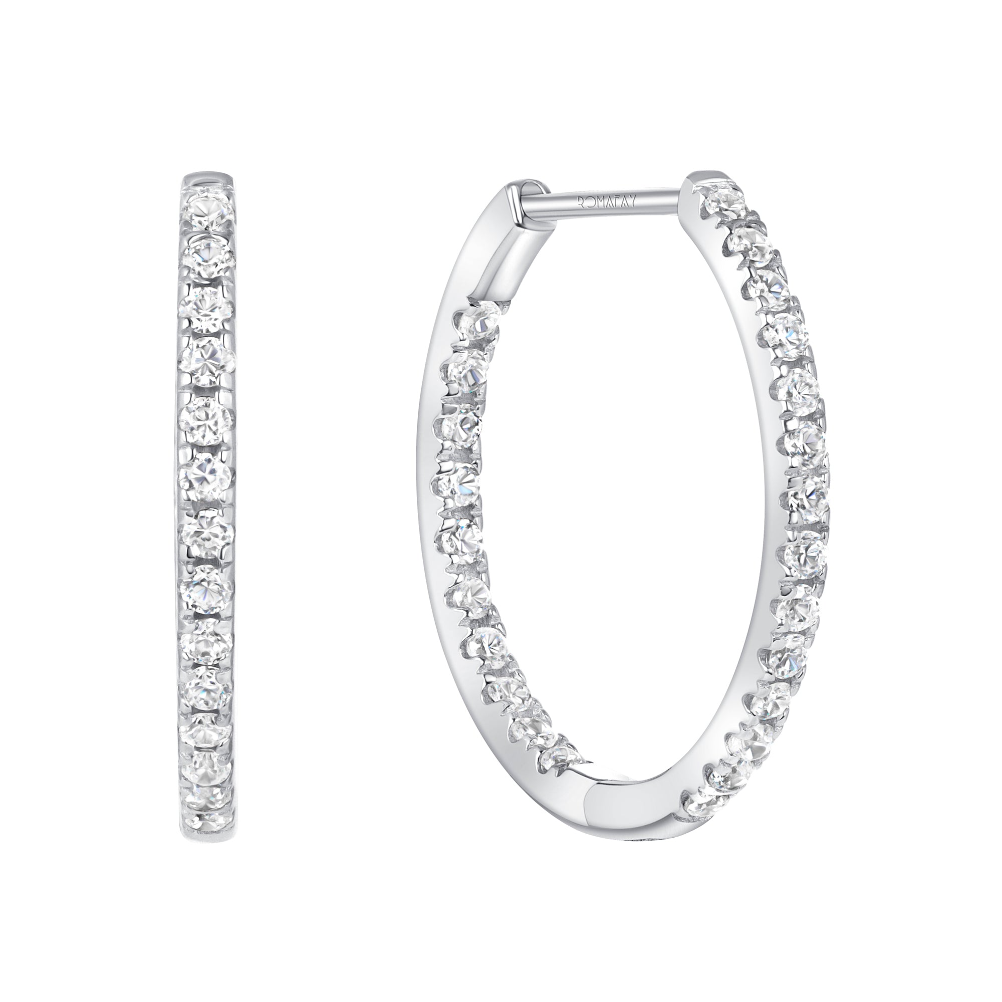 Round Inside Out Diamond Large Hoops (2mm Width)