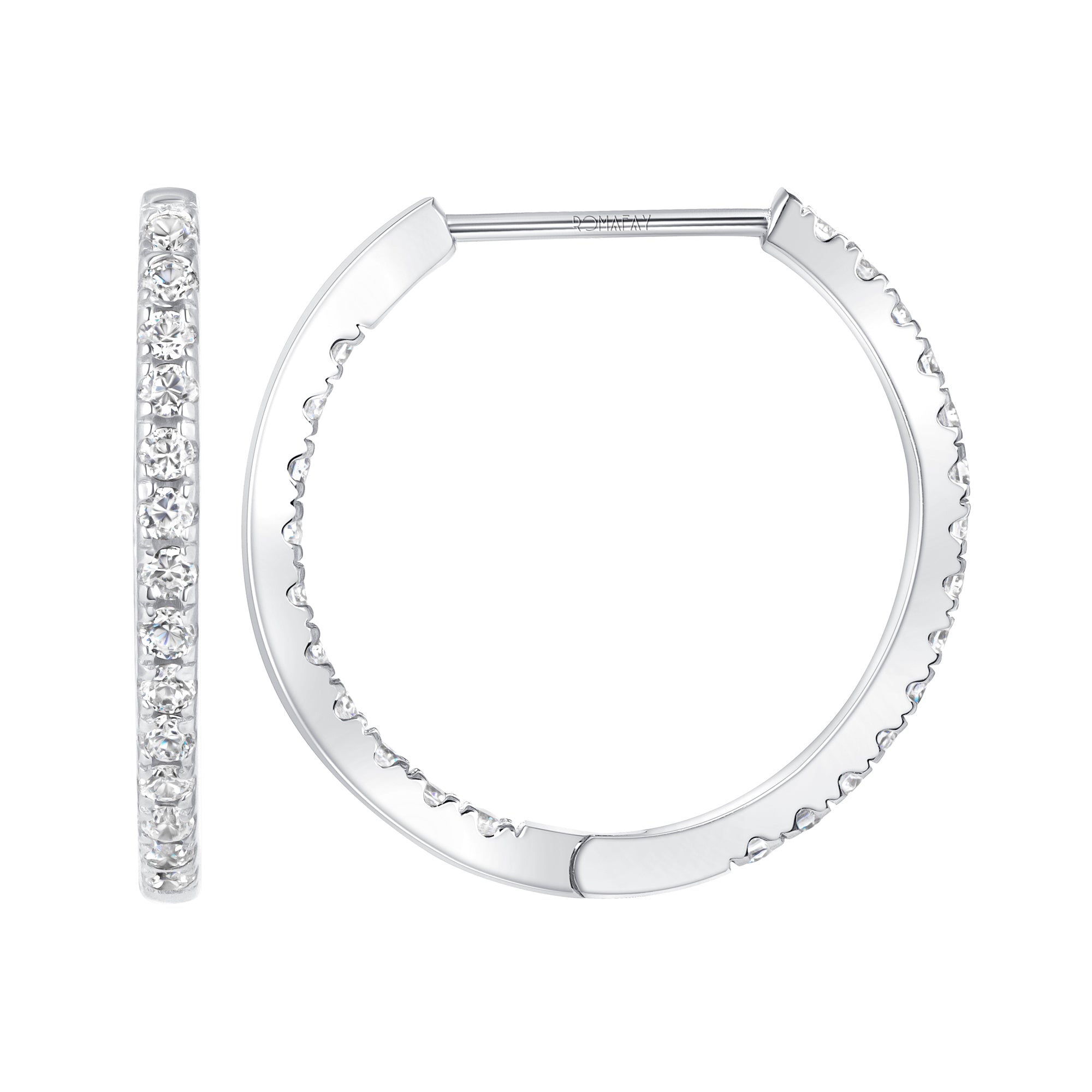 Round Inside Out Diamond Large Hoops (2mm Width)