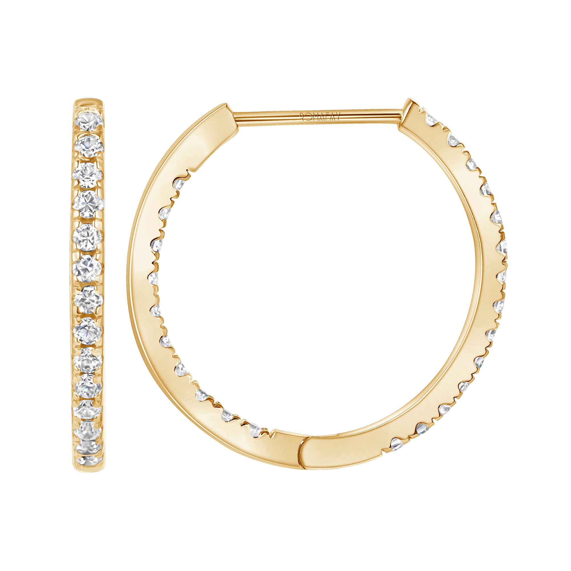 Round Inside Out Diamond Large Hoops (2mm Width)