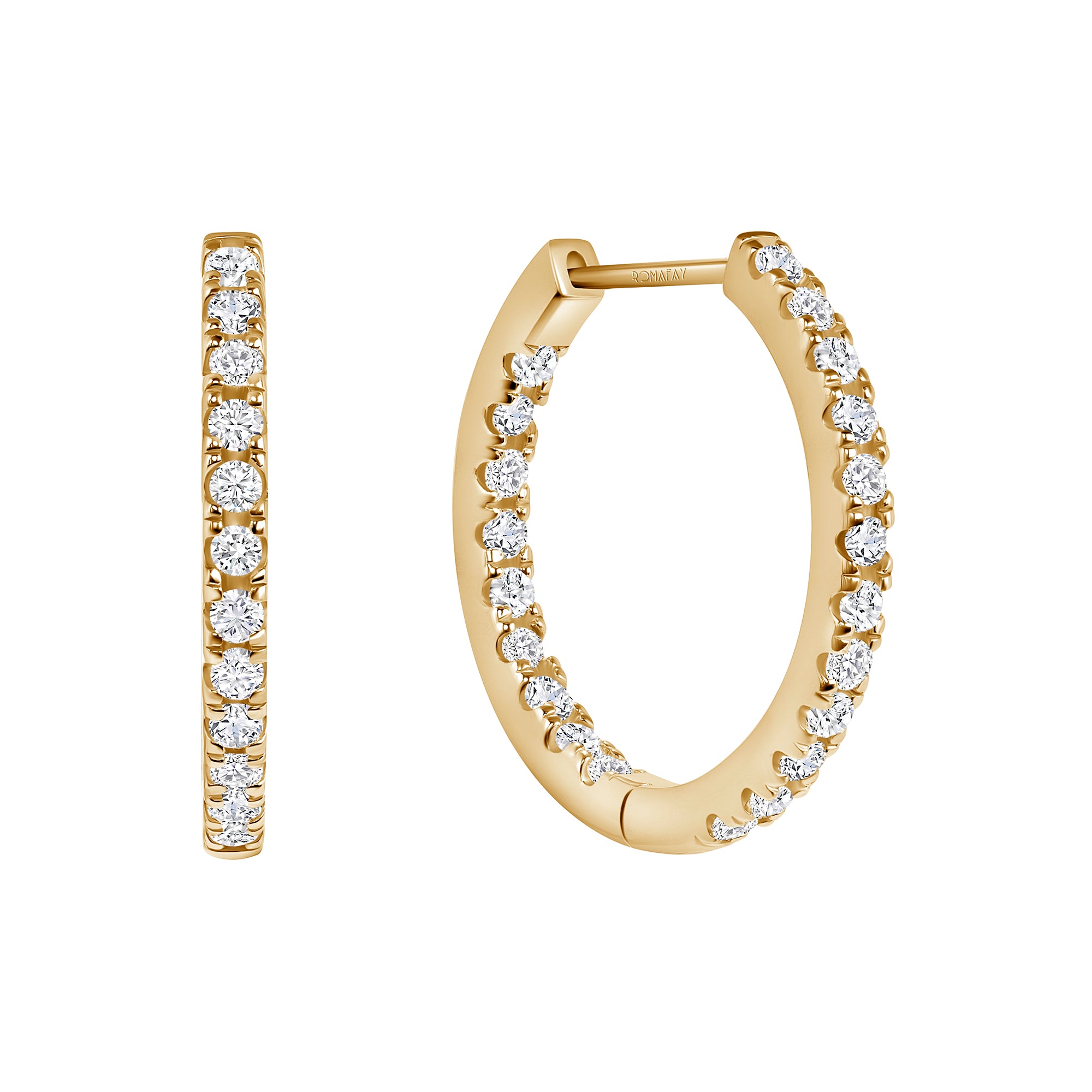 Round Inside Out Diamond Large Hoops (2.5mm Width)