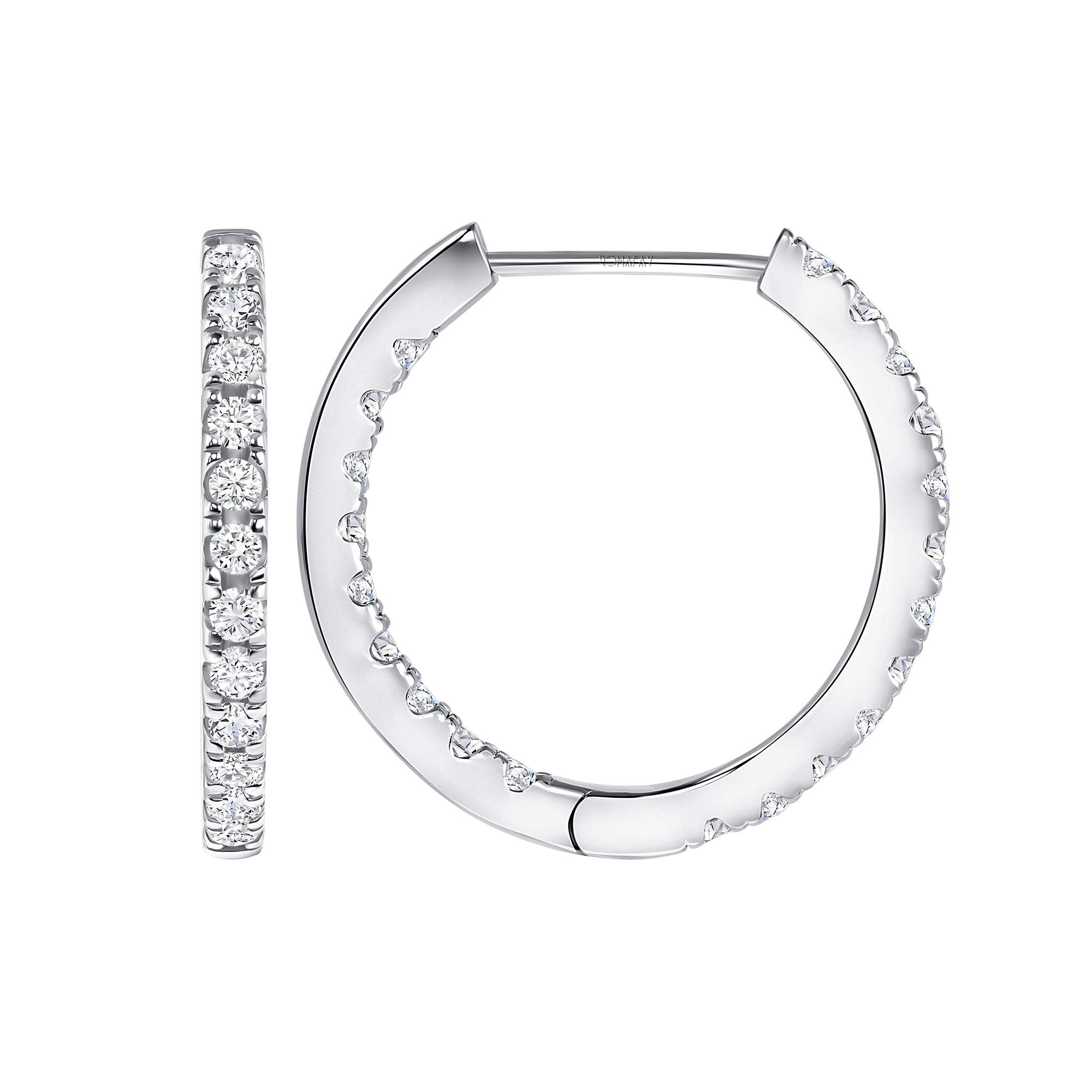Round Inside Out Diamond Large Hoops (2.5mm Width)