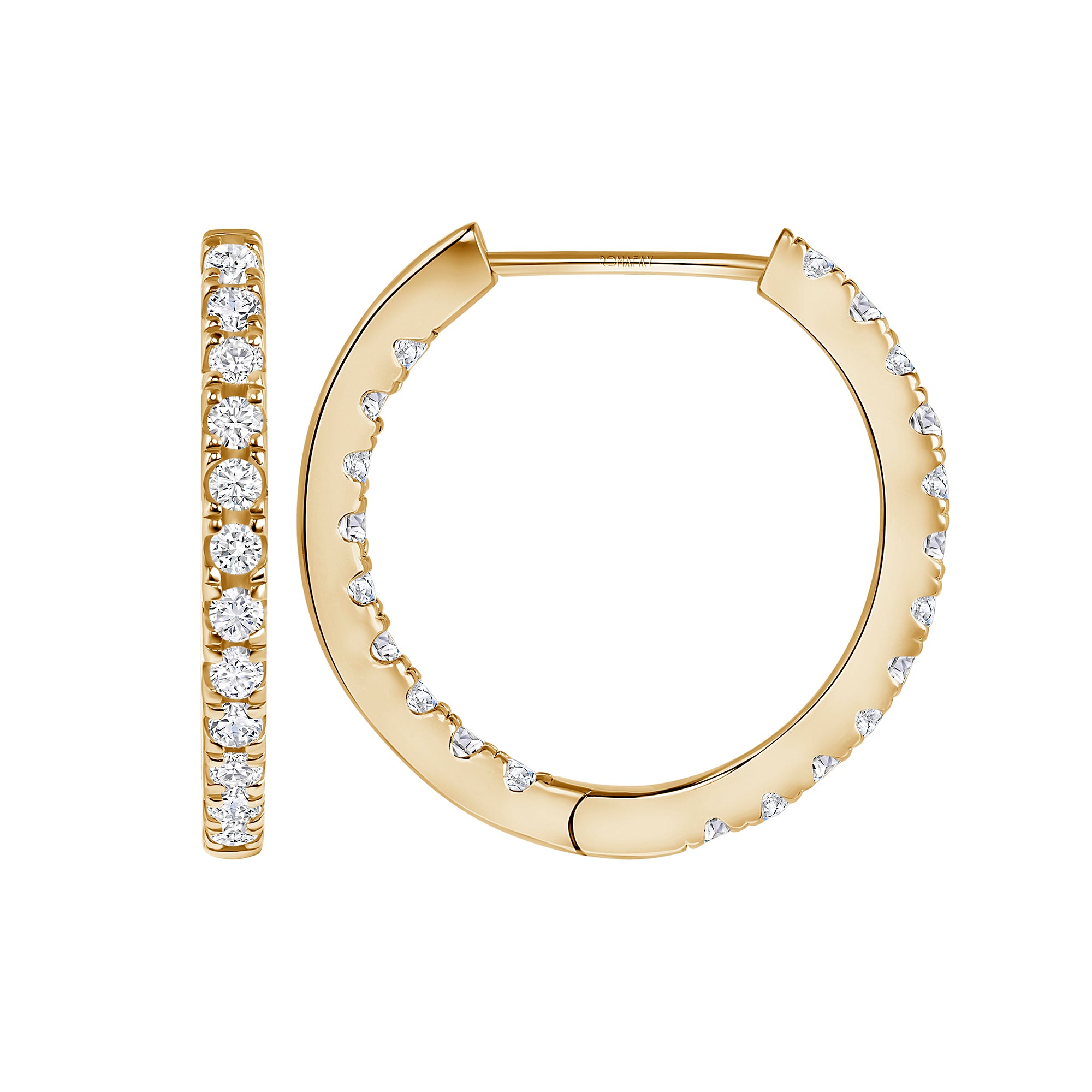 Round Inside Out Diamond Large Hoops (2.5mm Width)