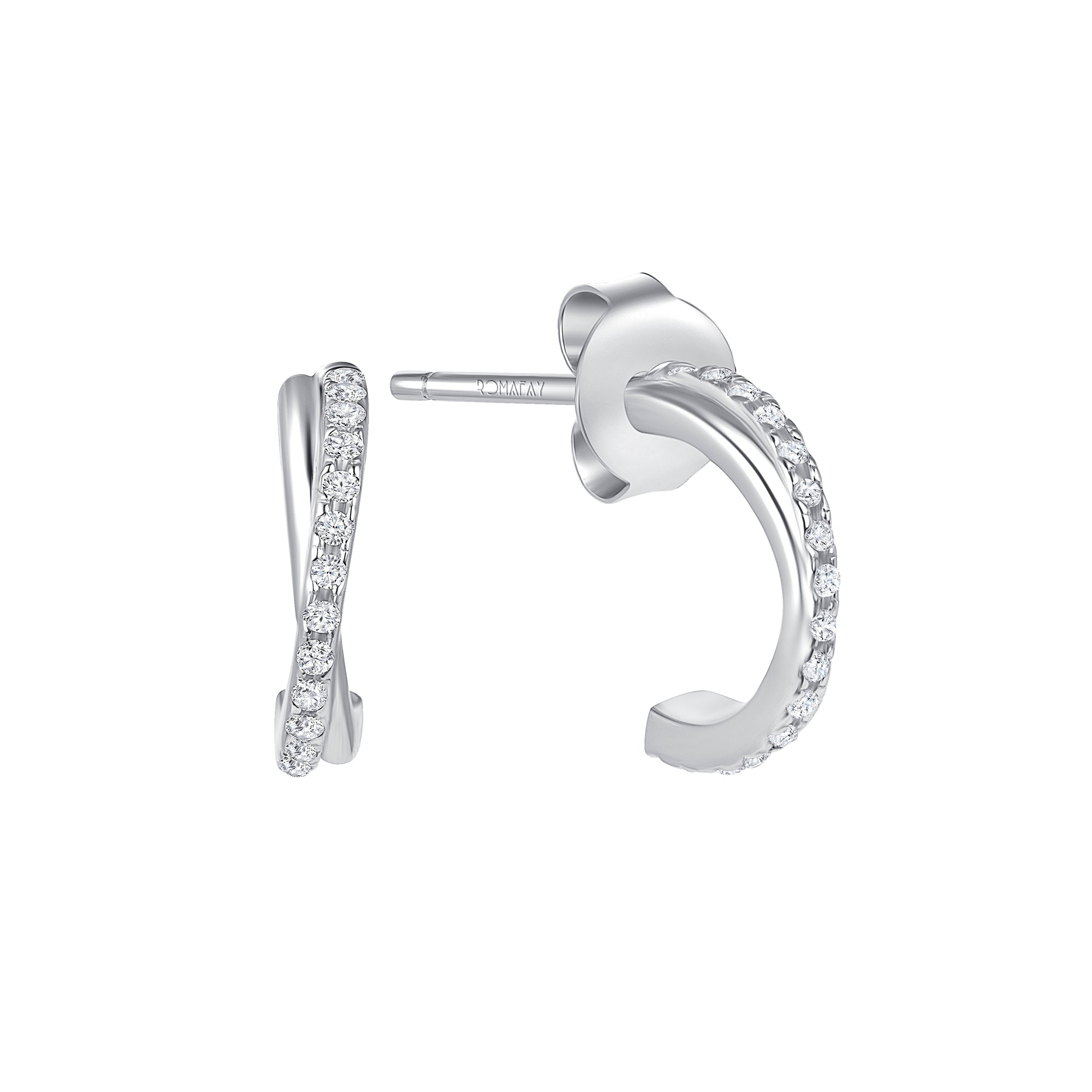 Crossover Pavé Diamond Huggie Hoops