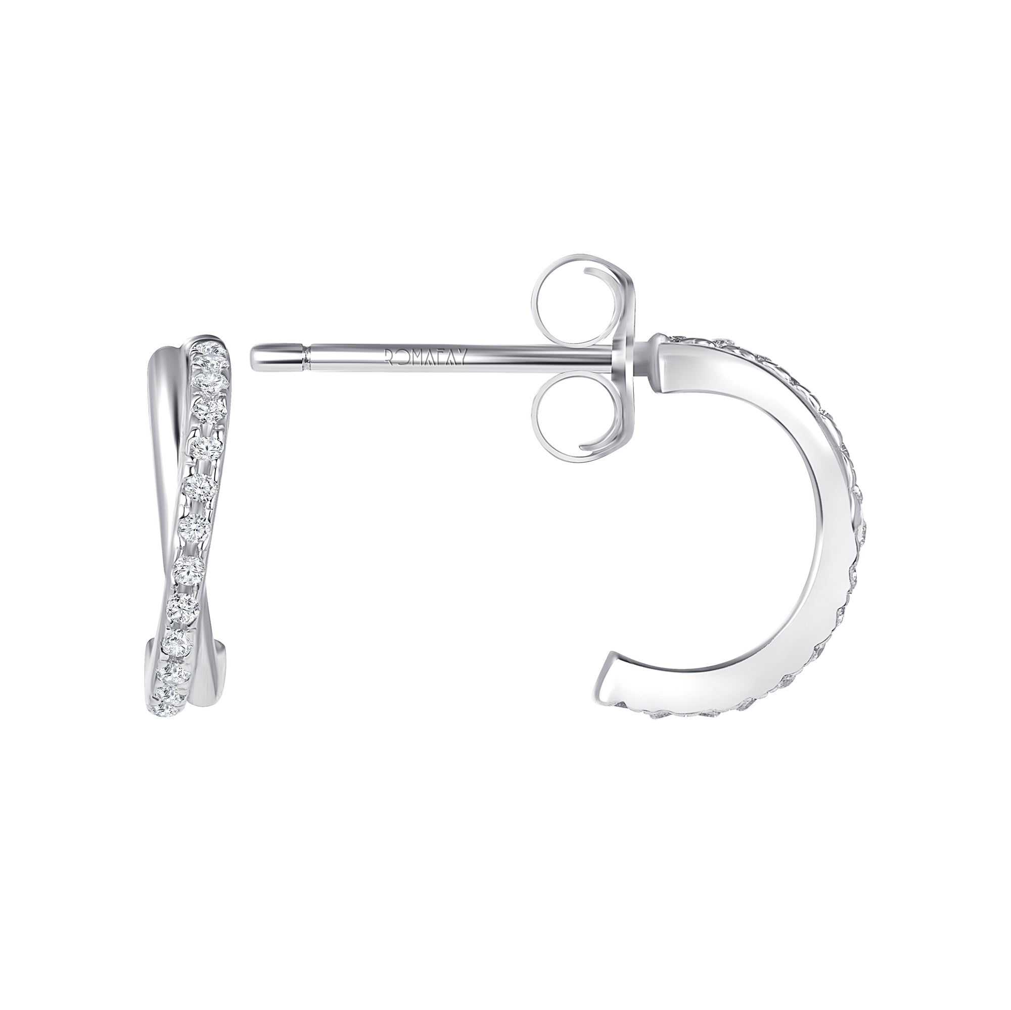 Crossover Pavé Diamond Huggie Hoops