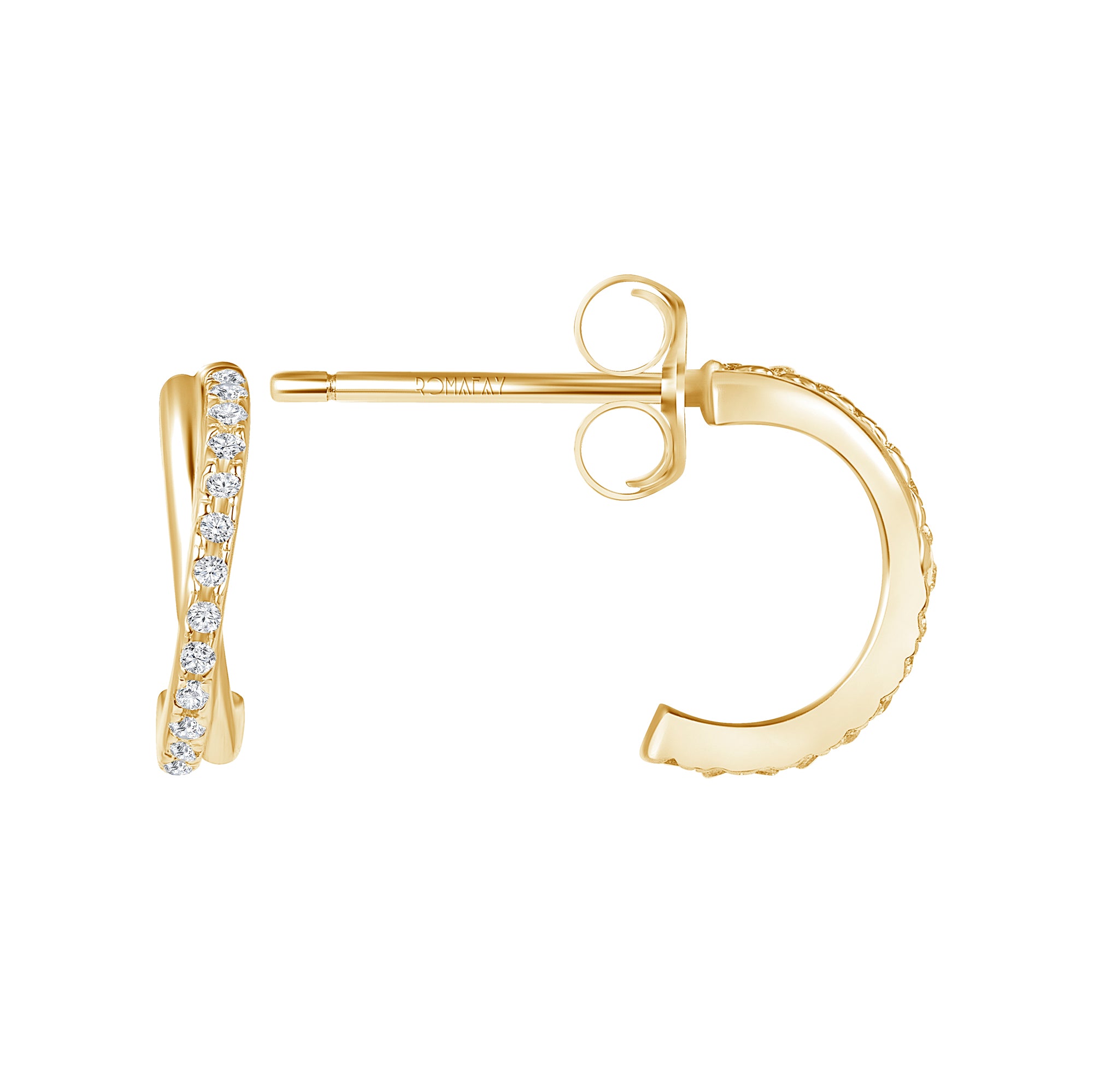Crossover Pavé Diamond Huggie Hoops