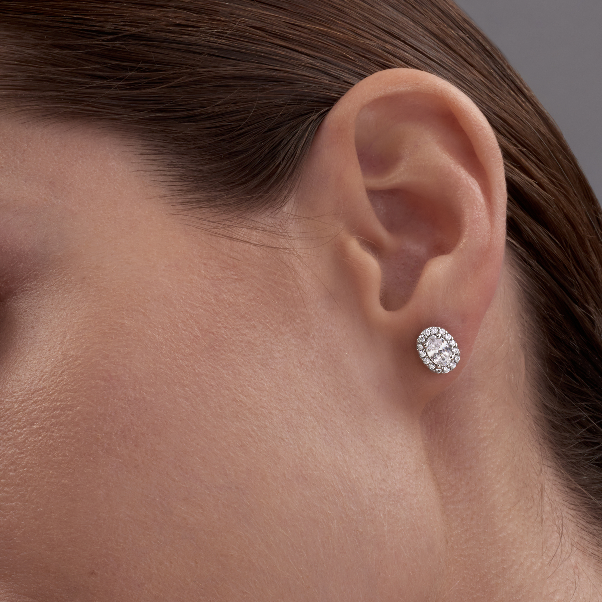 Oval Halo Diamond Studs