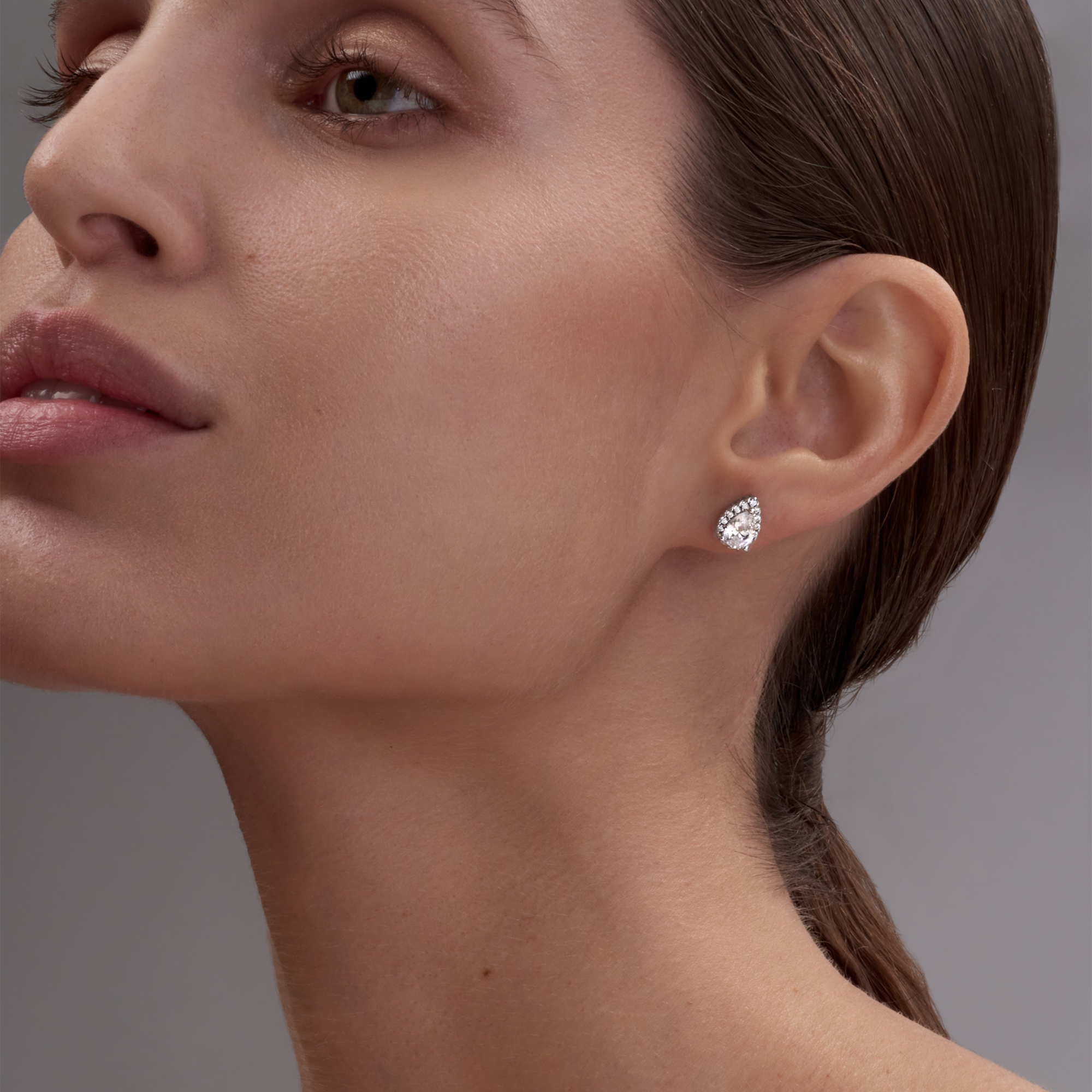 Pear Halo Diamond Studs