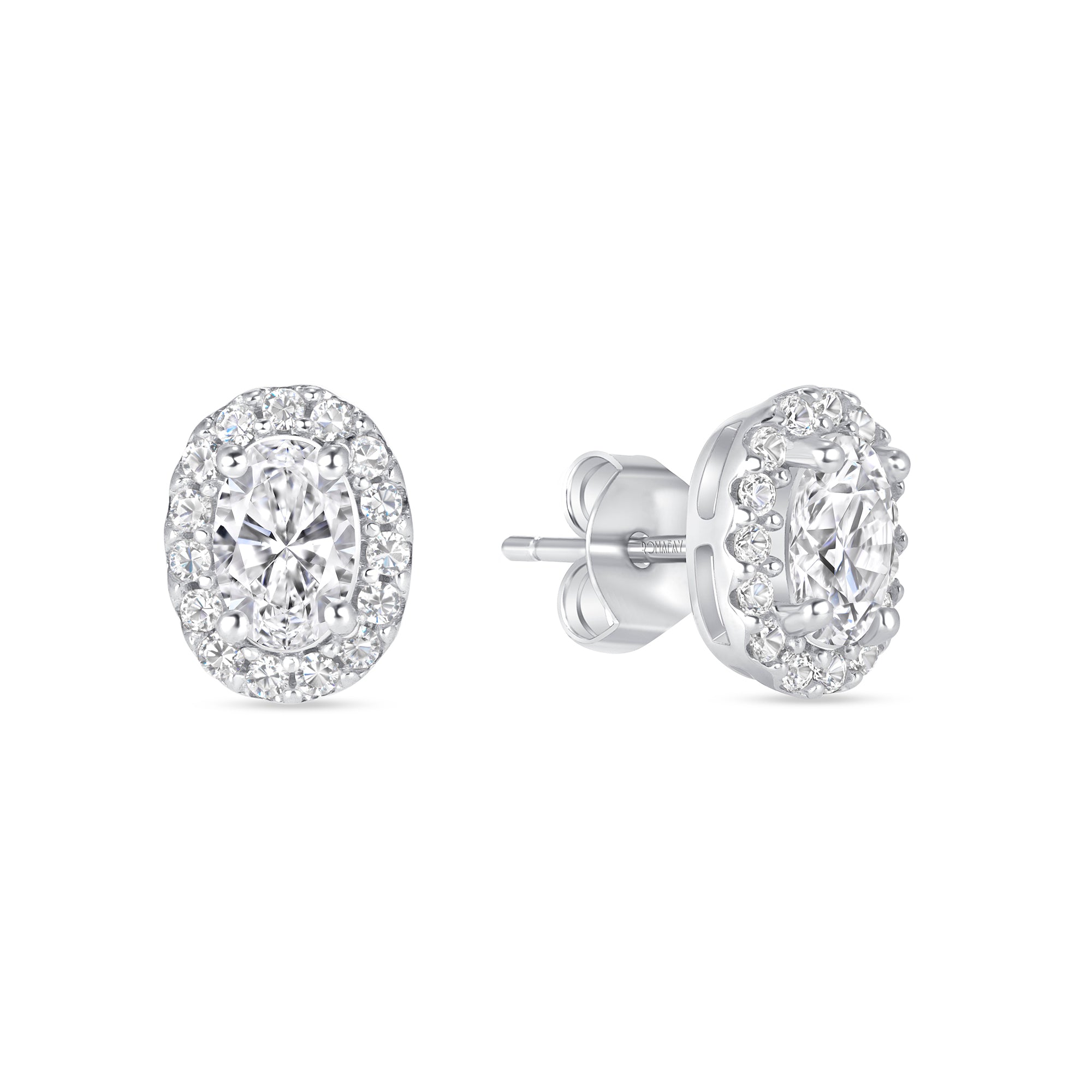 Oval Halo Diamond Studs