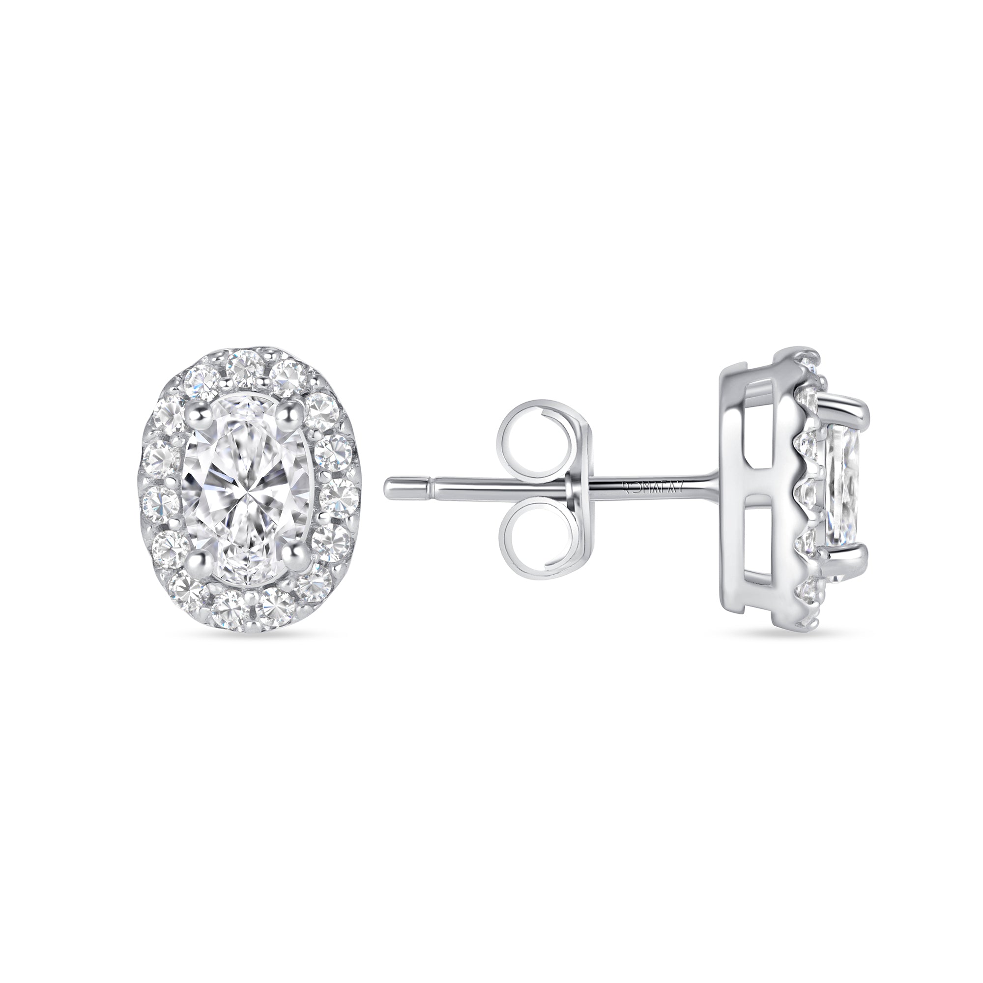 Oval Halo Diamond Studs